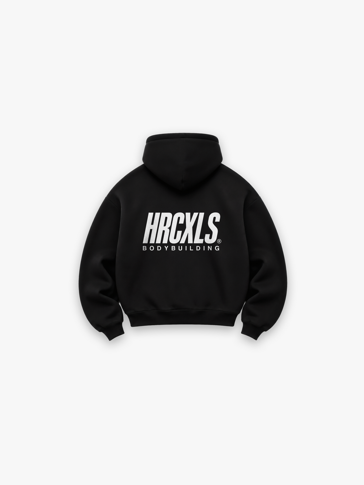 Bodybuilding Heavyweight Hoodie - Black - back print flat lay