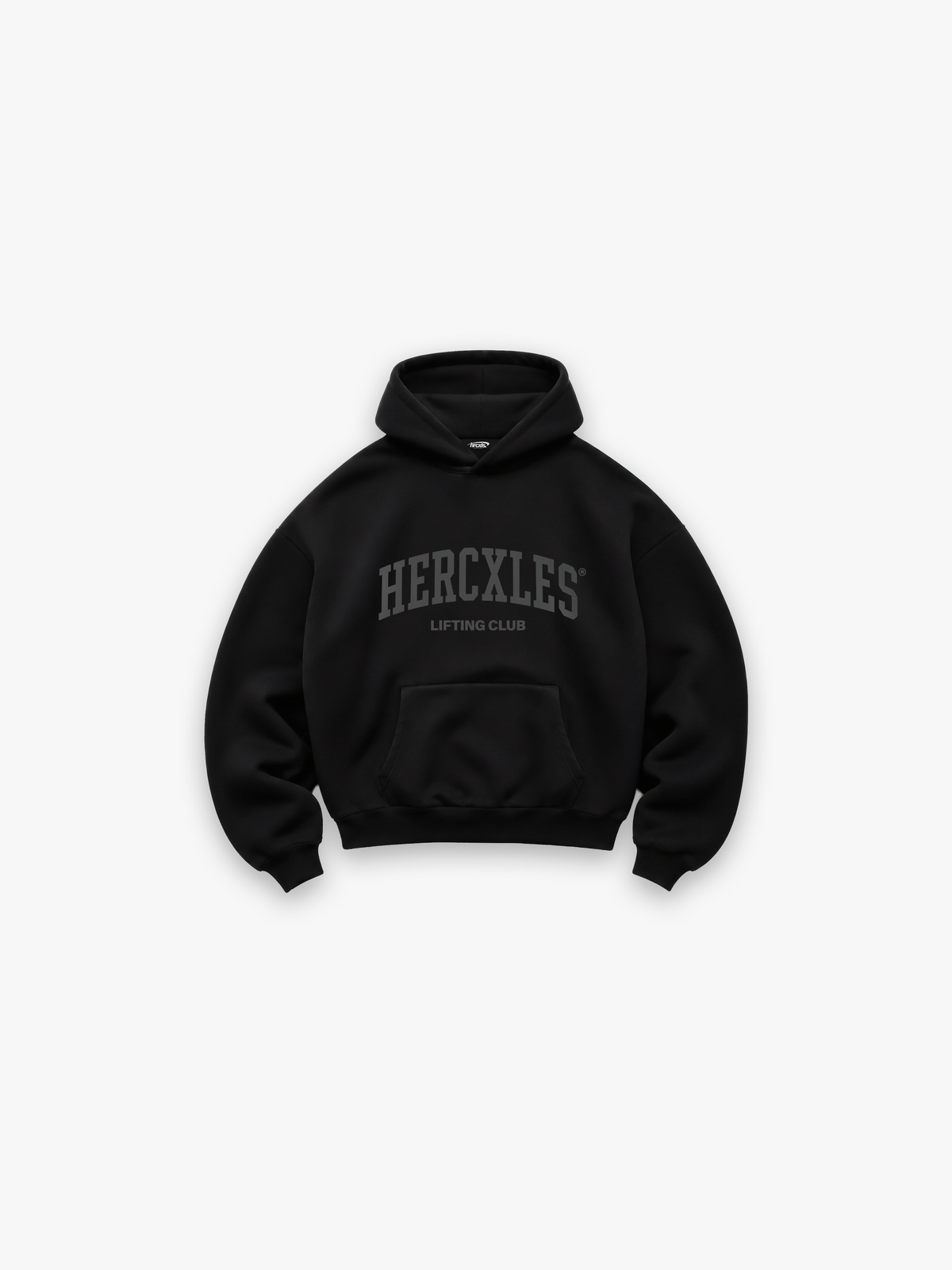 Lifting Club Heavyweight Hoodie - Black Tonal - front flat lay