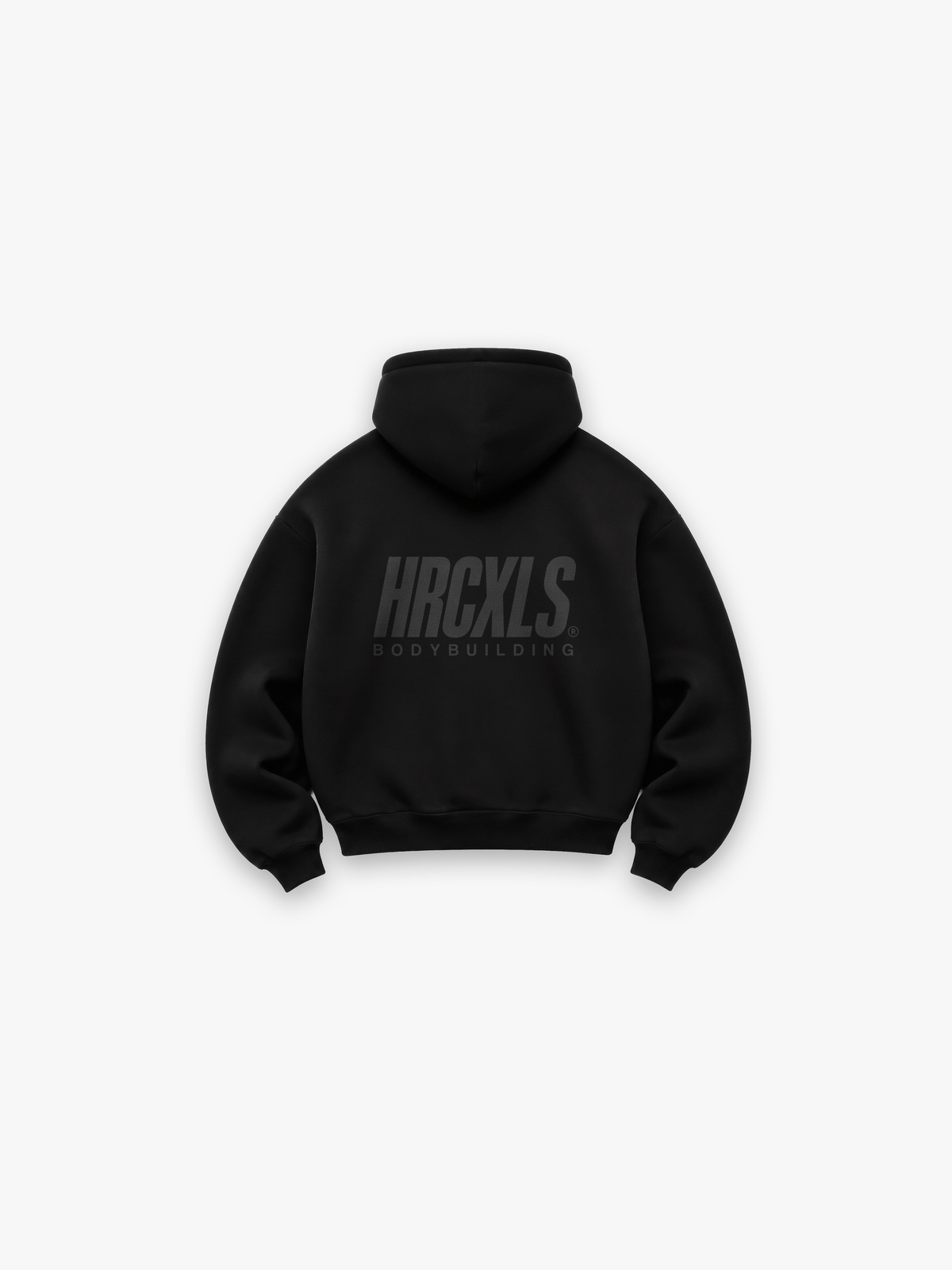 Bodybuilding Heavyweight Hoodie - Black Tonal - back print flat lay