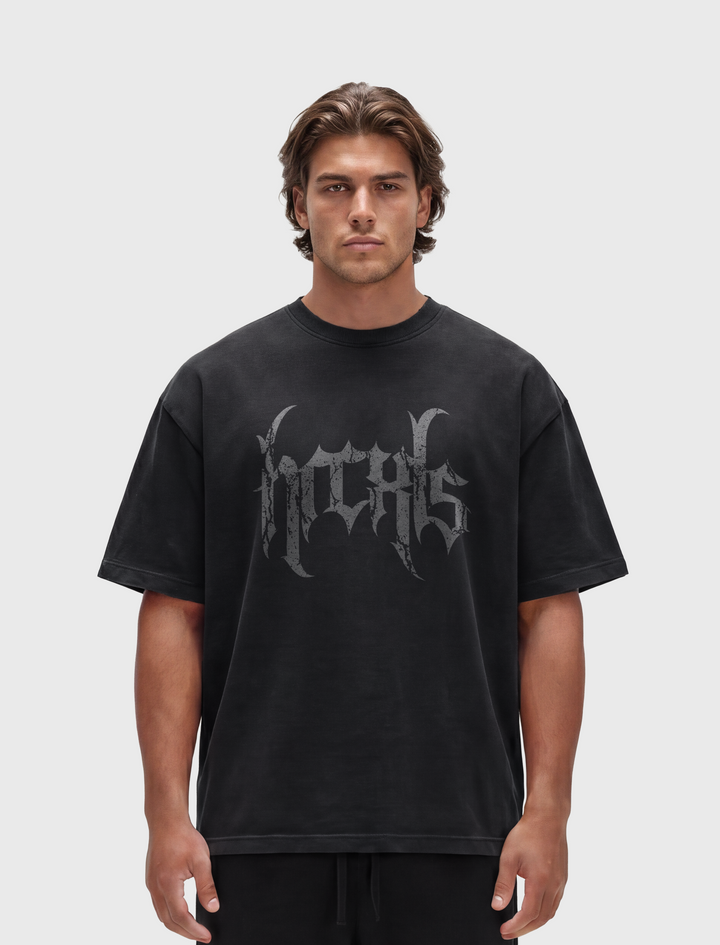 HERCXLES Grunge Heavyweight T-shirt - Black model front
