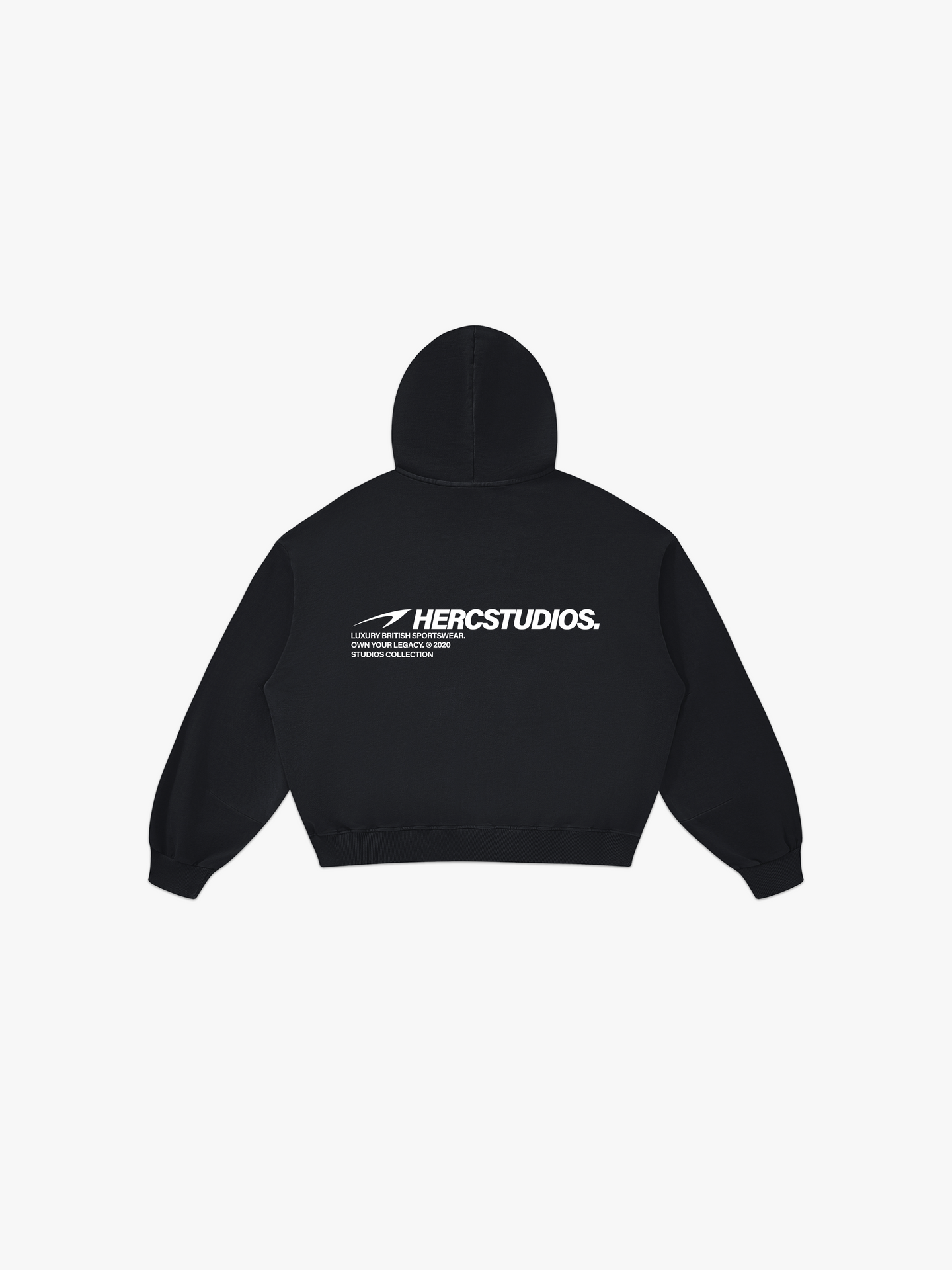 HERCSTUDIOS Boxy Hoodie - Black back flat lay