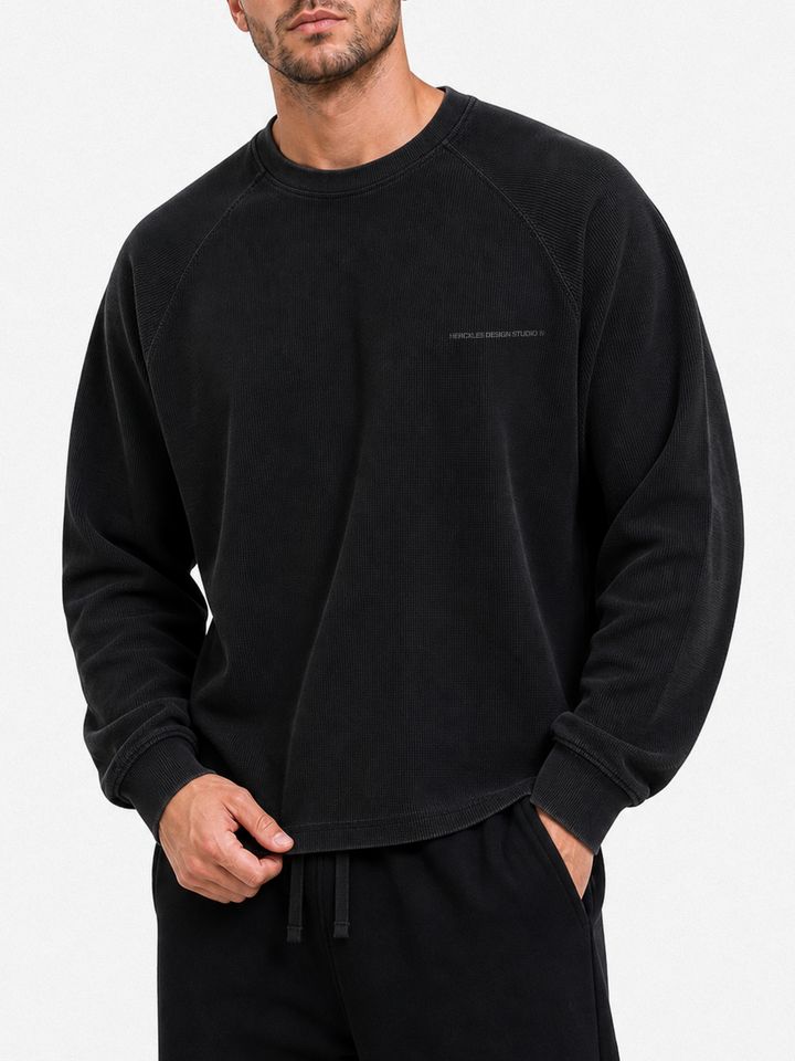 HCX feature detail: Studios Waffle Long Sleeve - hcx studios waffle long sleeve black