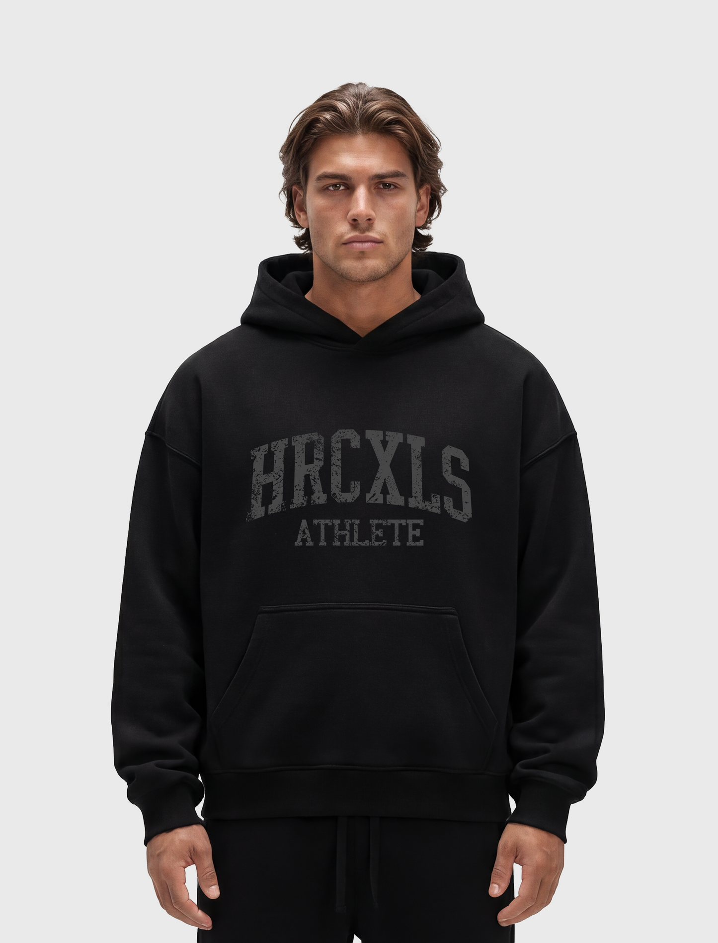 HERCXLES 2026: HRCXLS Athlete Oversized Hoodie - Black model front