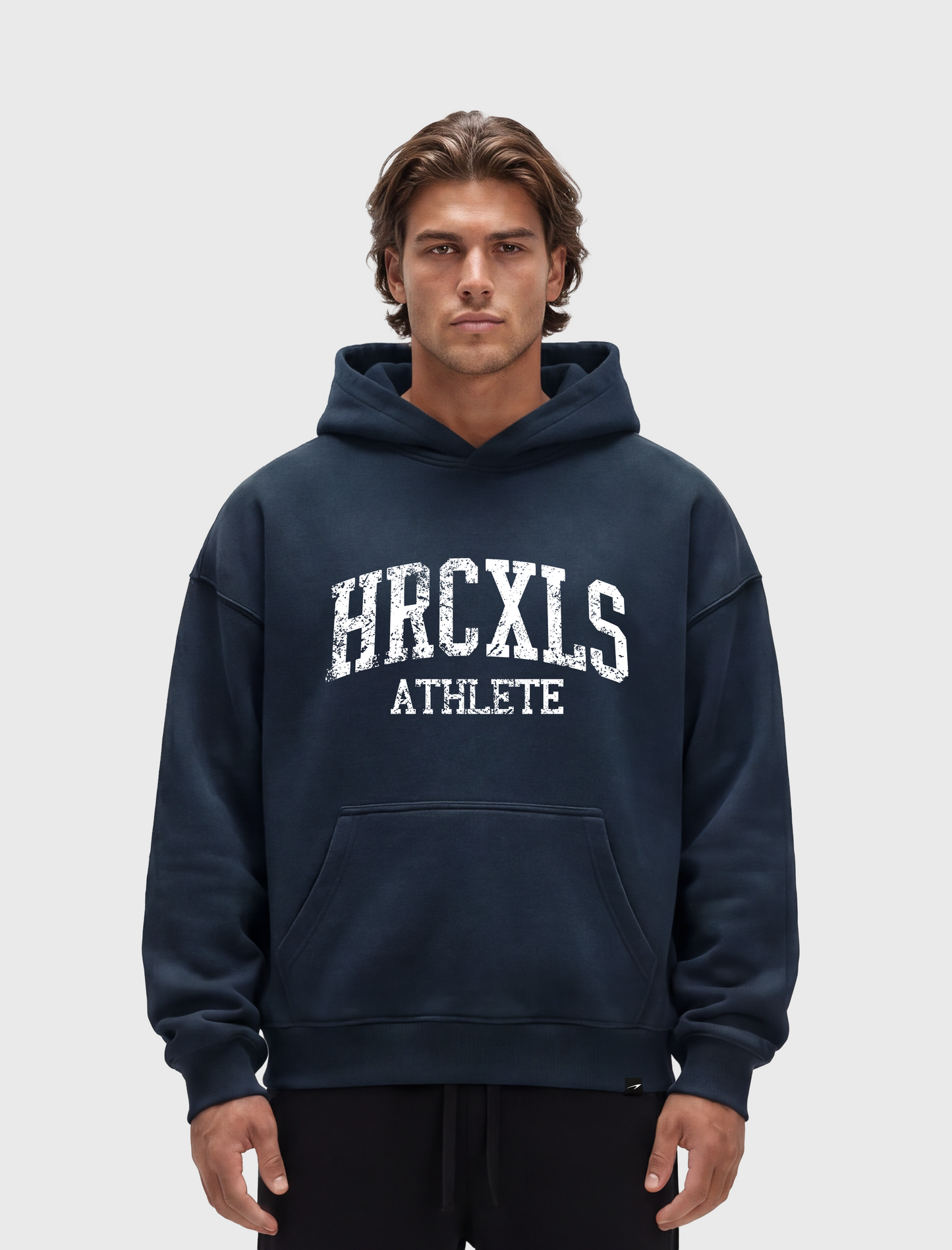 HERCXLES 2026: HRCXLS Athlete Oversized Hoodie - Navy model front