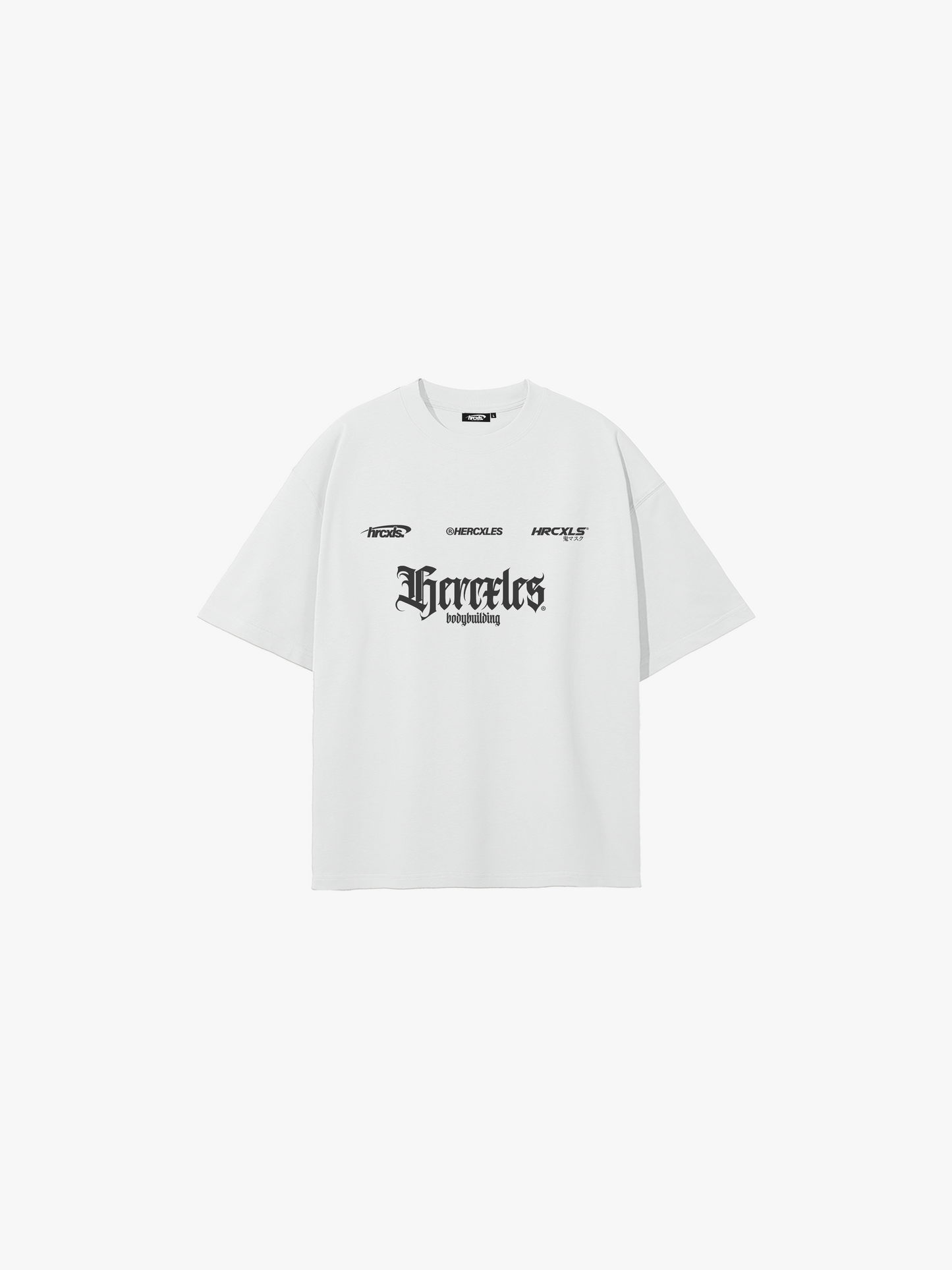HERCXLES Bodybuilding Logo T-Shirt in White - front product image