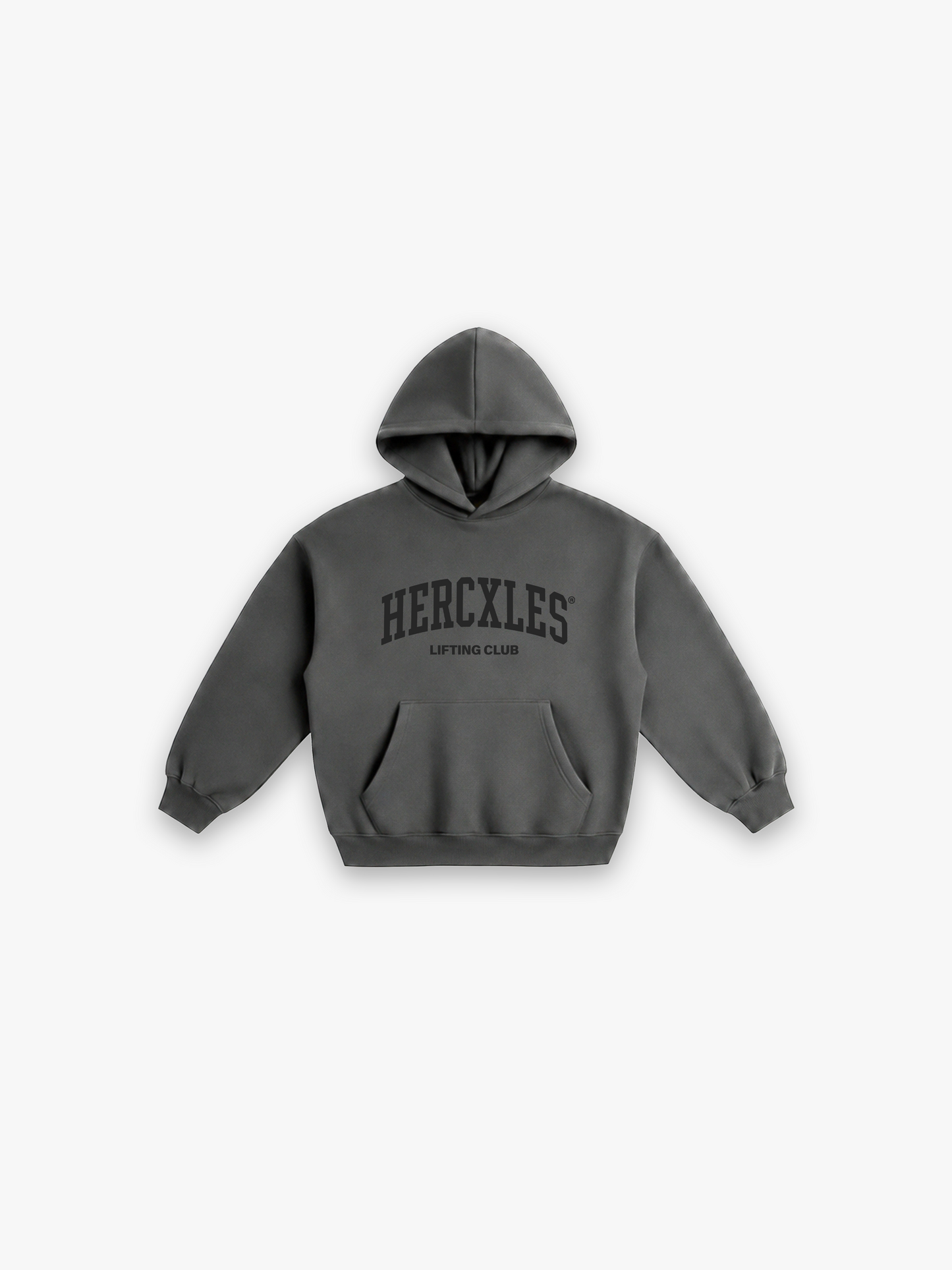 HERCXLES Lifting Club Oversized Hoodie - Grey front flatlay