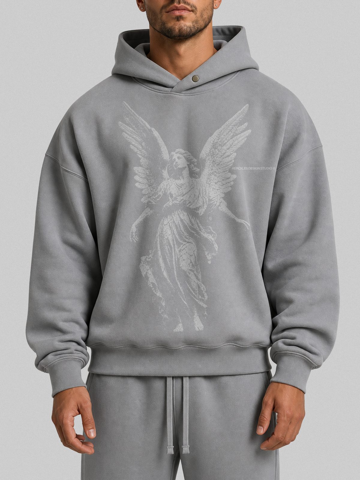 Angel Distressed Hoodie worn by model