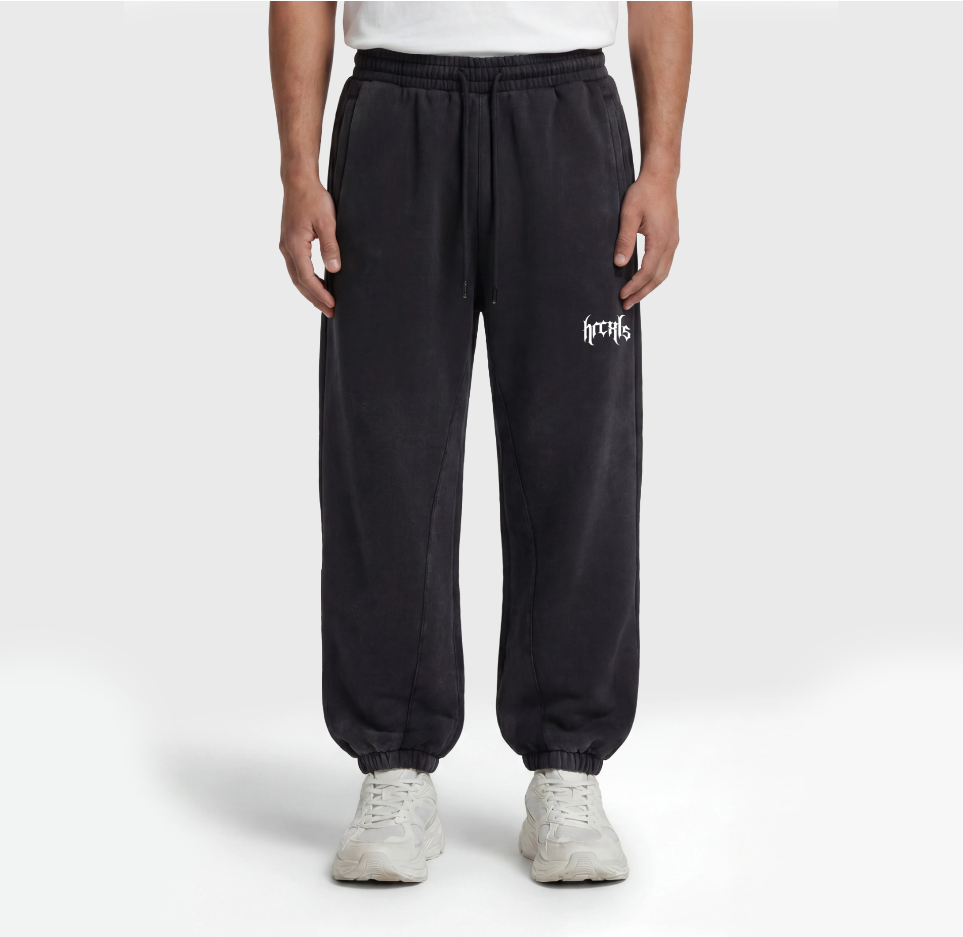 HERCXLES Gothic Oversized Sweatpants - Black model front