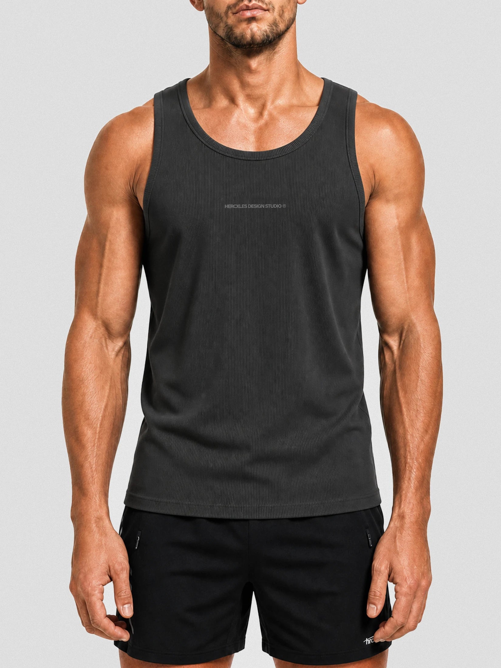 Studios Ribbed Tank Top worn by model