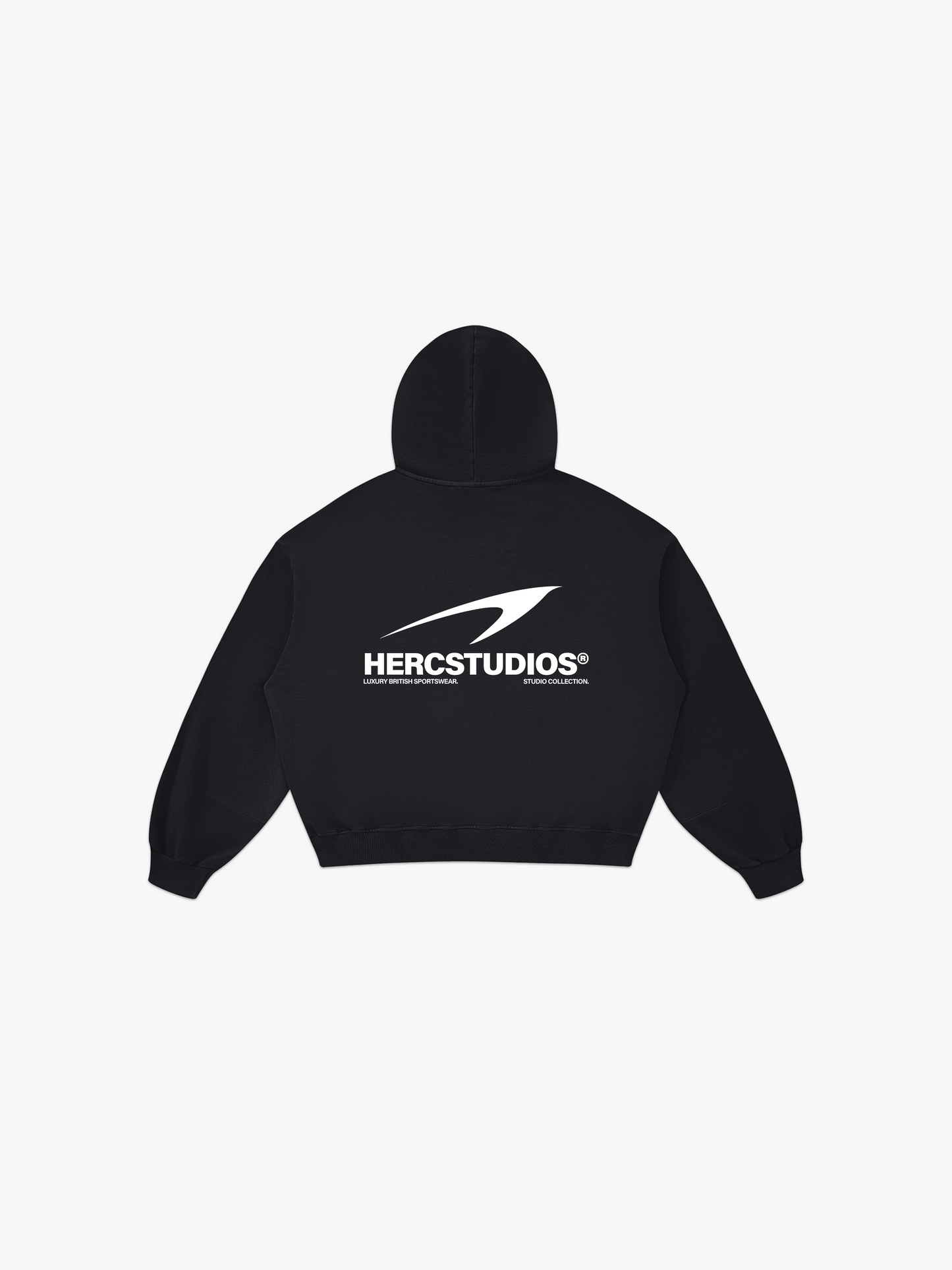 HERCSTUDIOS Boxy Hoodie - Black back flat lay