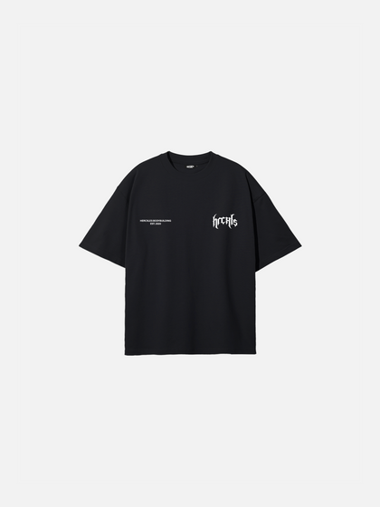 HERCXLES: Gothic Oversized T-Shirt - Black front flat lay