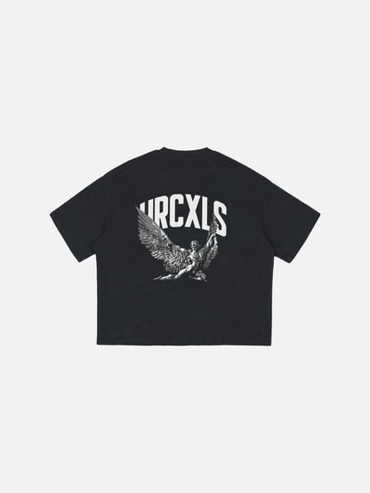 HERCXLES: Icarus Oversized T-Shirt - Black back flat lay