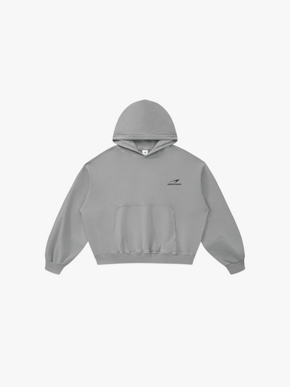 HERCSTUDIOS Boxy Hoodie - Light Grey front flat lay