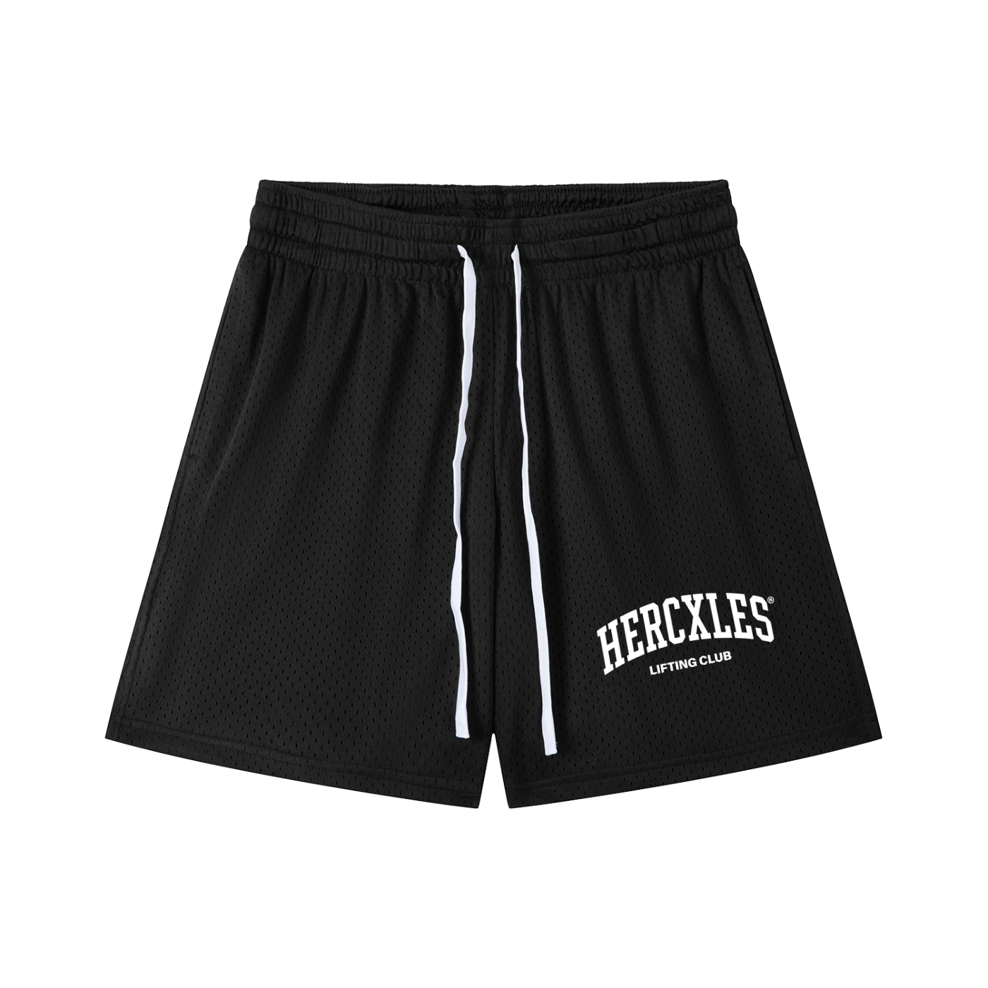 HERCXLES Lifting Club Mesh Drawstring Shorts - Black front