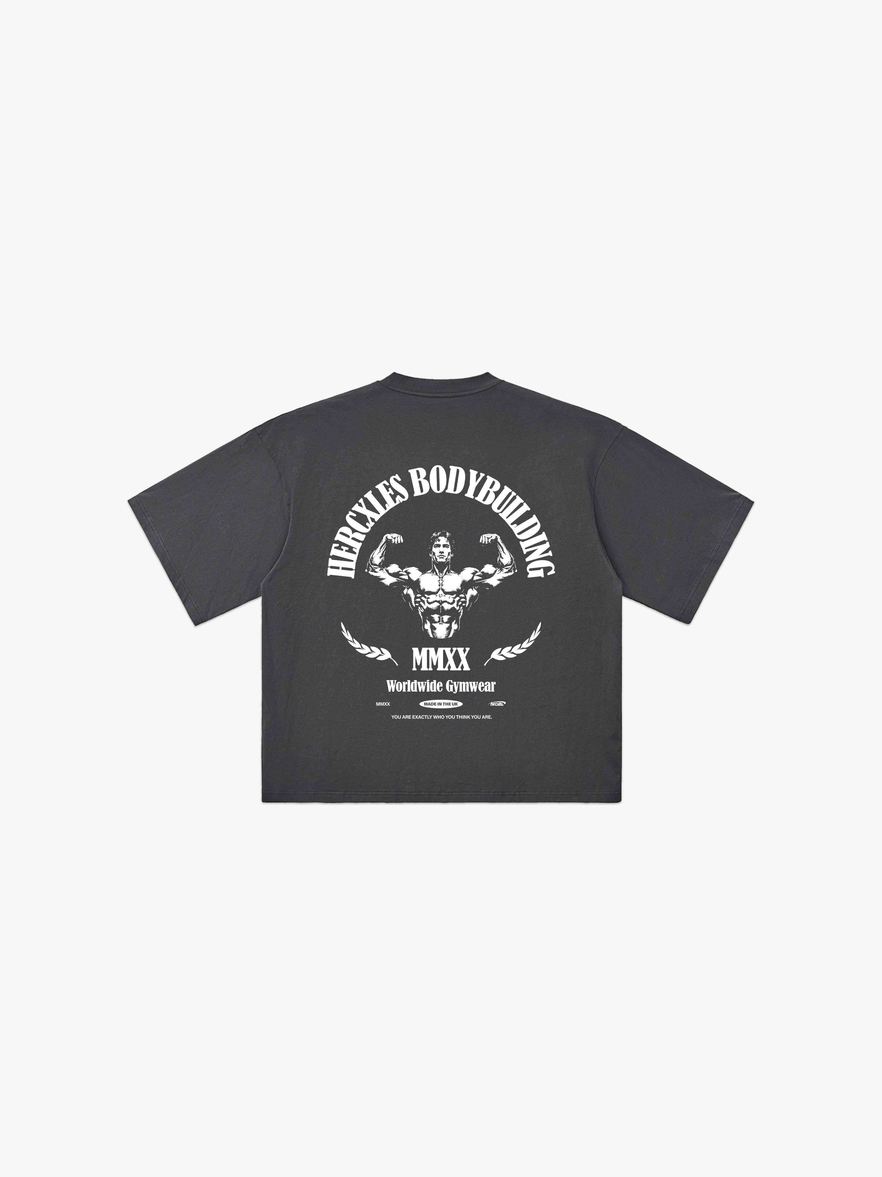 Worldwide HUGE T-Shirt - Grey / White back flat lay