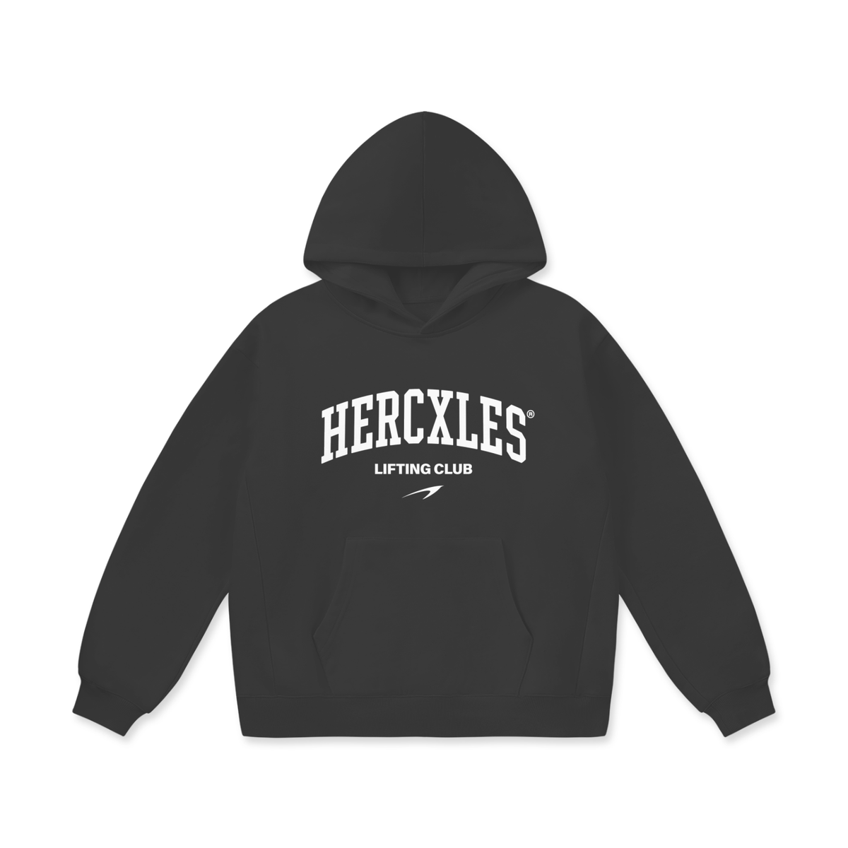 HERCXLES: Lifting Club Oversized Hoodie - Charcoal front mockup