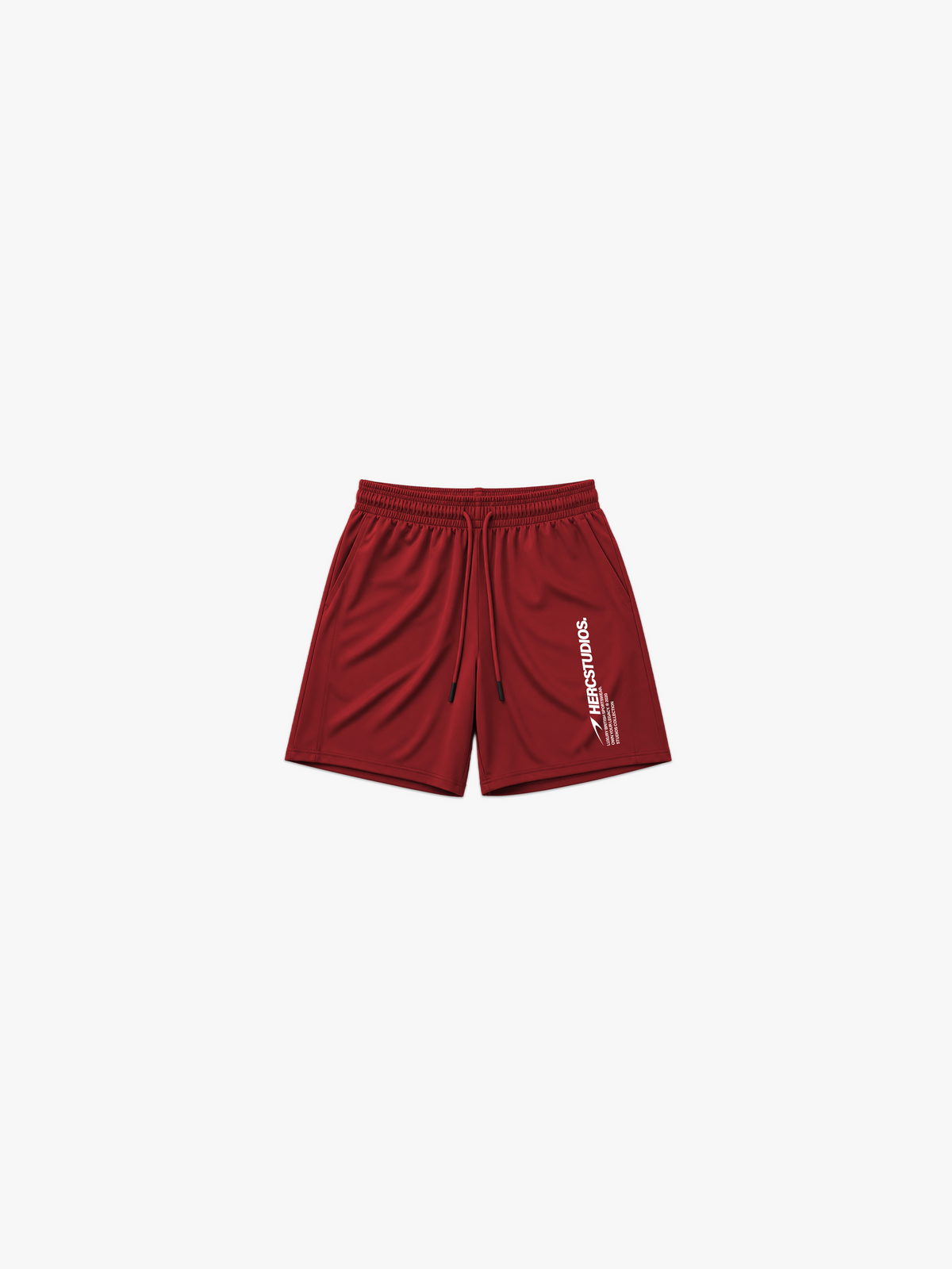 HERCSTUDIOS 7" Shorts - Red front flat lay