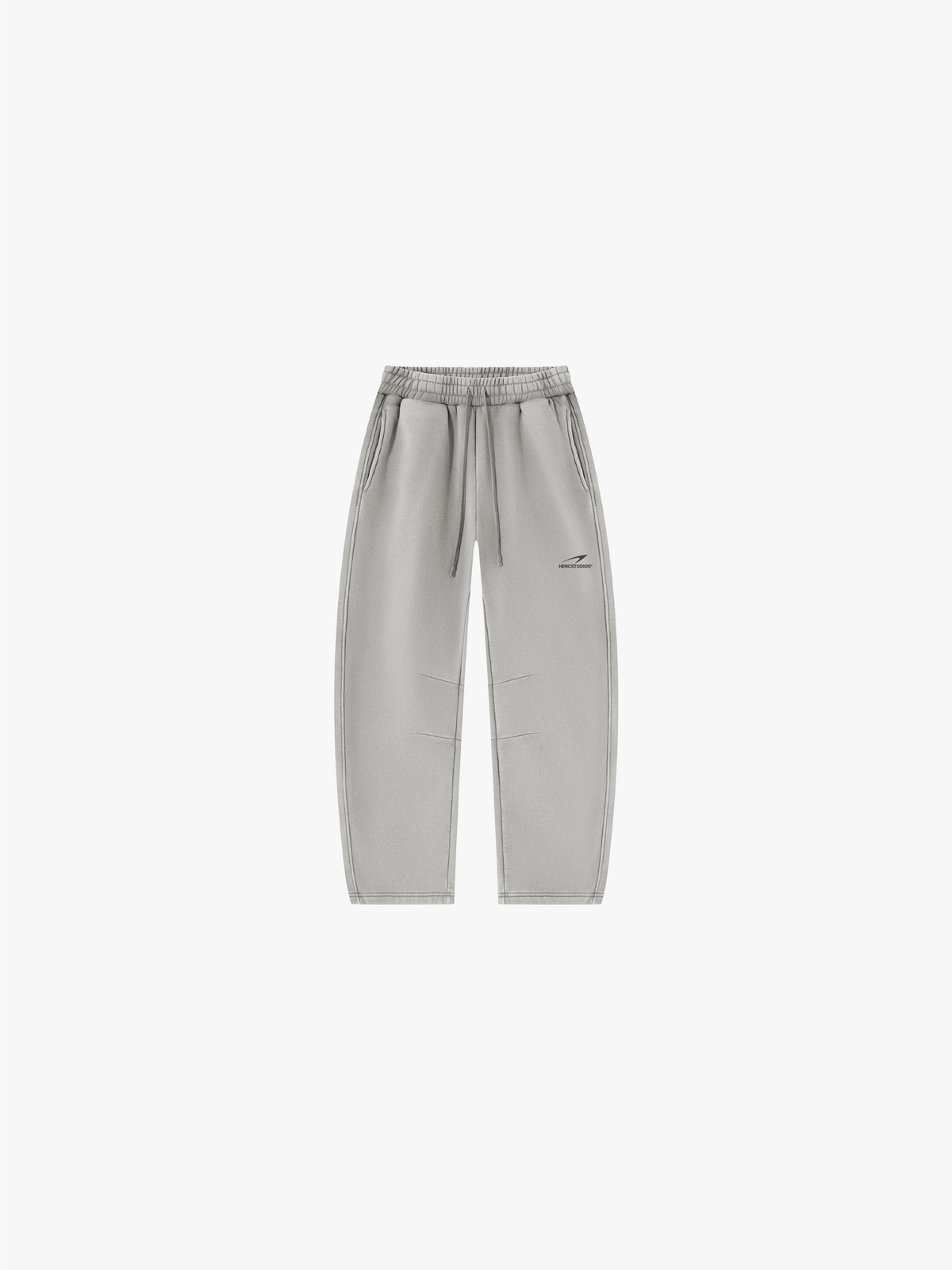 HERCSTUDIOS Vintage Fleece Barrel Leg Sweatpants - Light Grey front flat lay