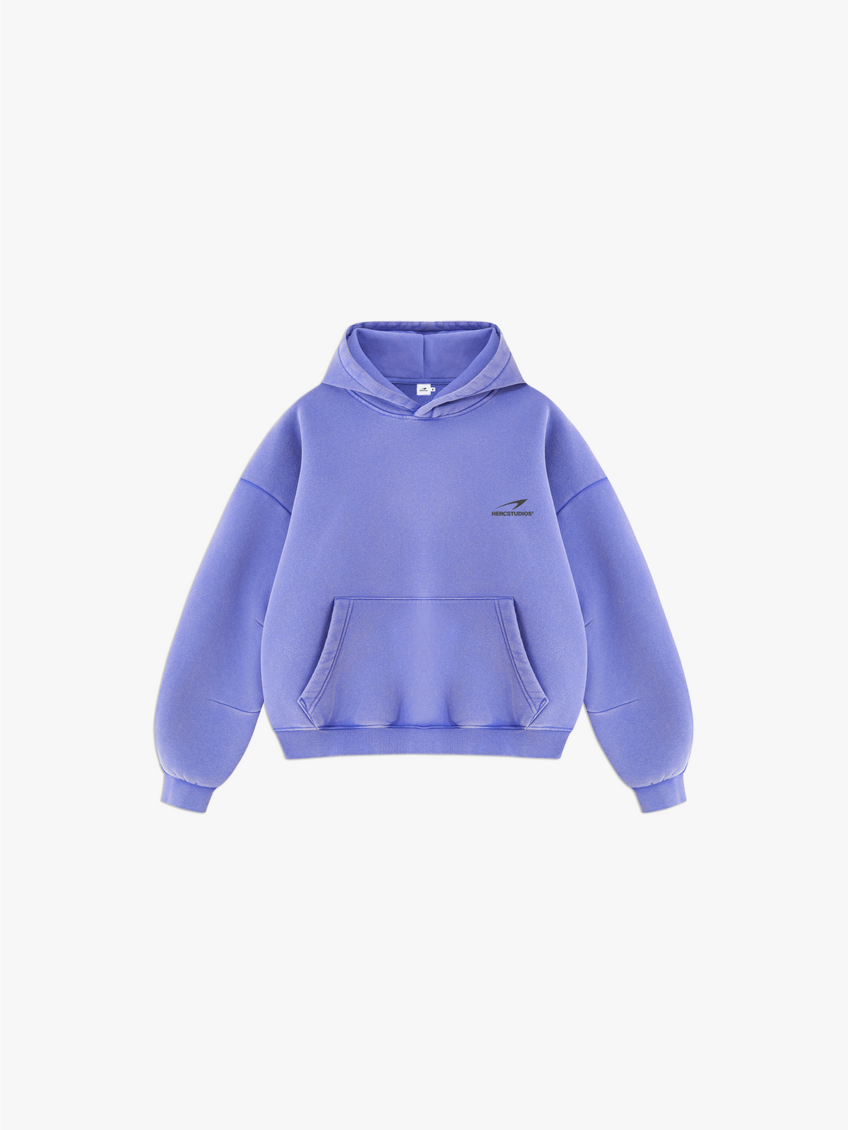 HERCSTUDIOS Vintage Fleece Boxy Hoodie - Purple front flat lay