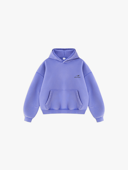 HERCSTUDIOS Vintage Fleece Boxy Hoodie - Purple front flat lay