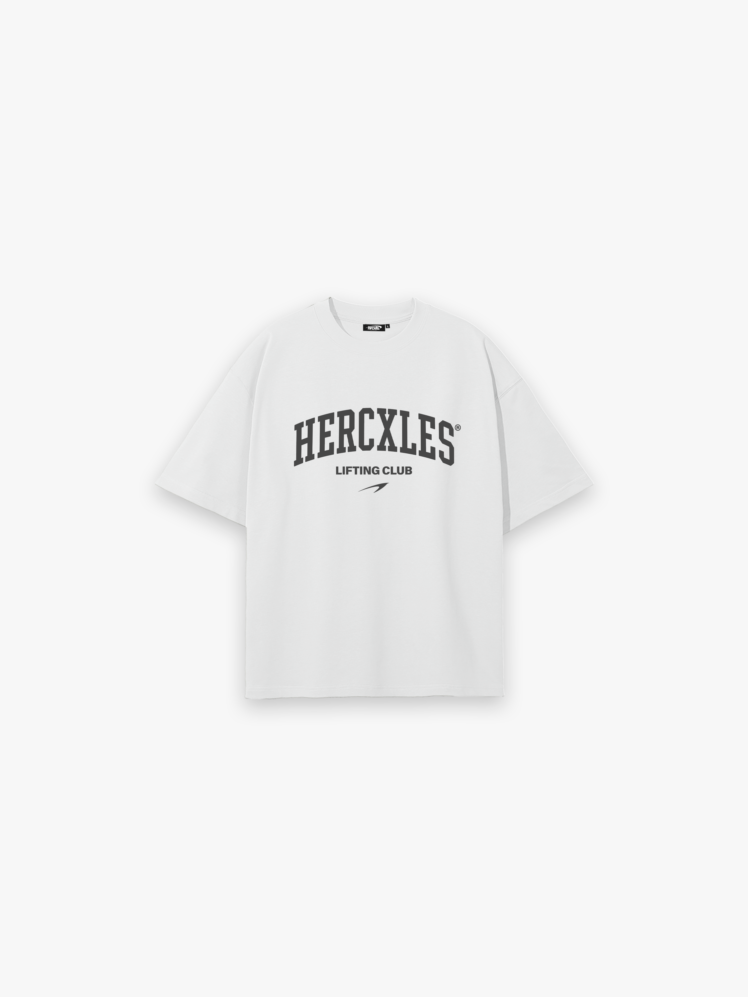 Lifting Club Oversized T-Shirt - White - dark print front flat lay