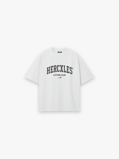 Lifting Club Oversized T-Shirt - White - dark print front flat lay