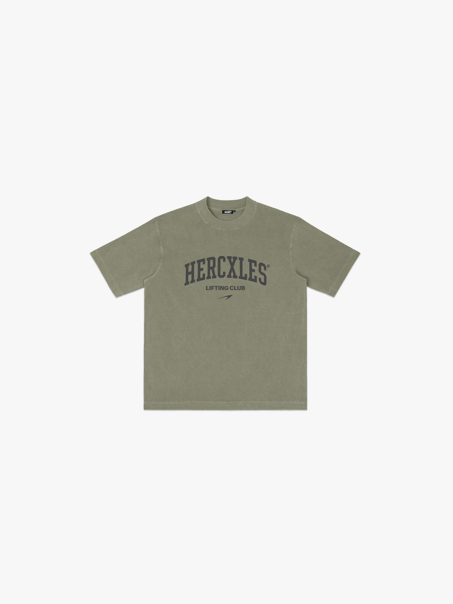 Lifting Club Vintage Oversized T-Shirt - Washed Green - dark print front flat lay
