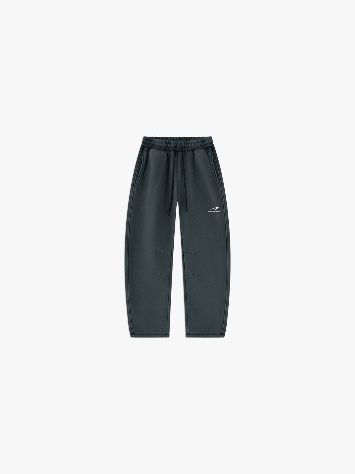 HERCSTUDIOS Vintage Fleece Barrel Leg Sweatpants - Navy front flat lay