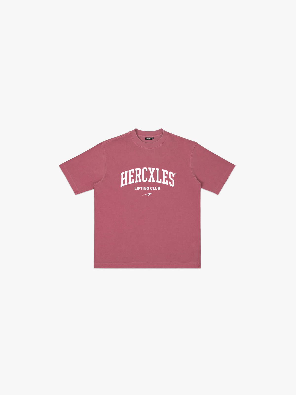 Lifting Club Vintage Oversized T-Shirt - Washed Red - white print front flat lay