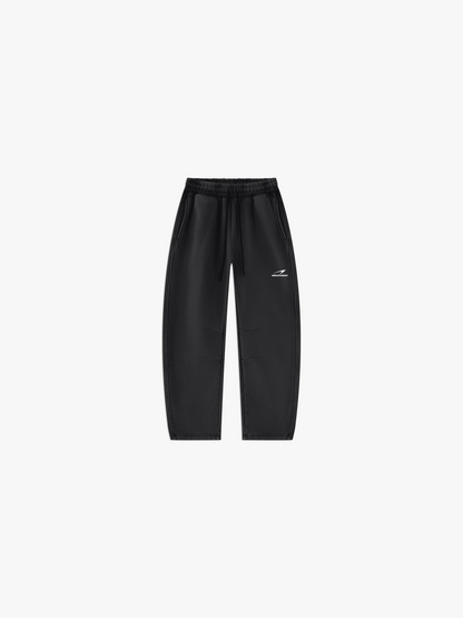 HERCSTUDIOS Vintage Fleece Barrel Leg Sweatpants - Black front flat lay