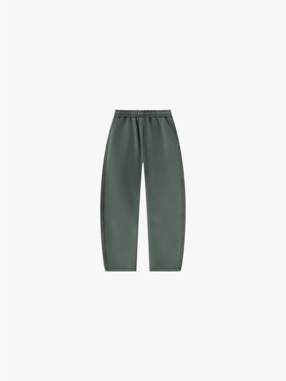 HERCSTUDIOS Vintage Fleece Barrel Leg Sweatpants - Washed Green back flat lay