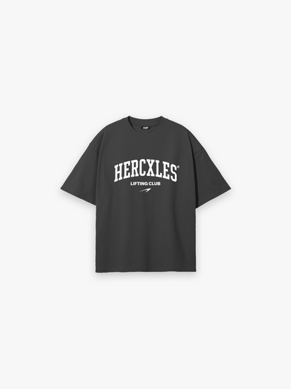 Lifting Club Oversized T-Shirt - Dark Grey - white print front flat lay