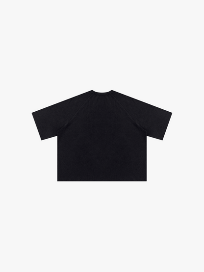 Property Of Mineral Wash Boxy Waffle T-Shirt - Black back flat lay