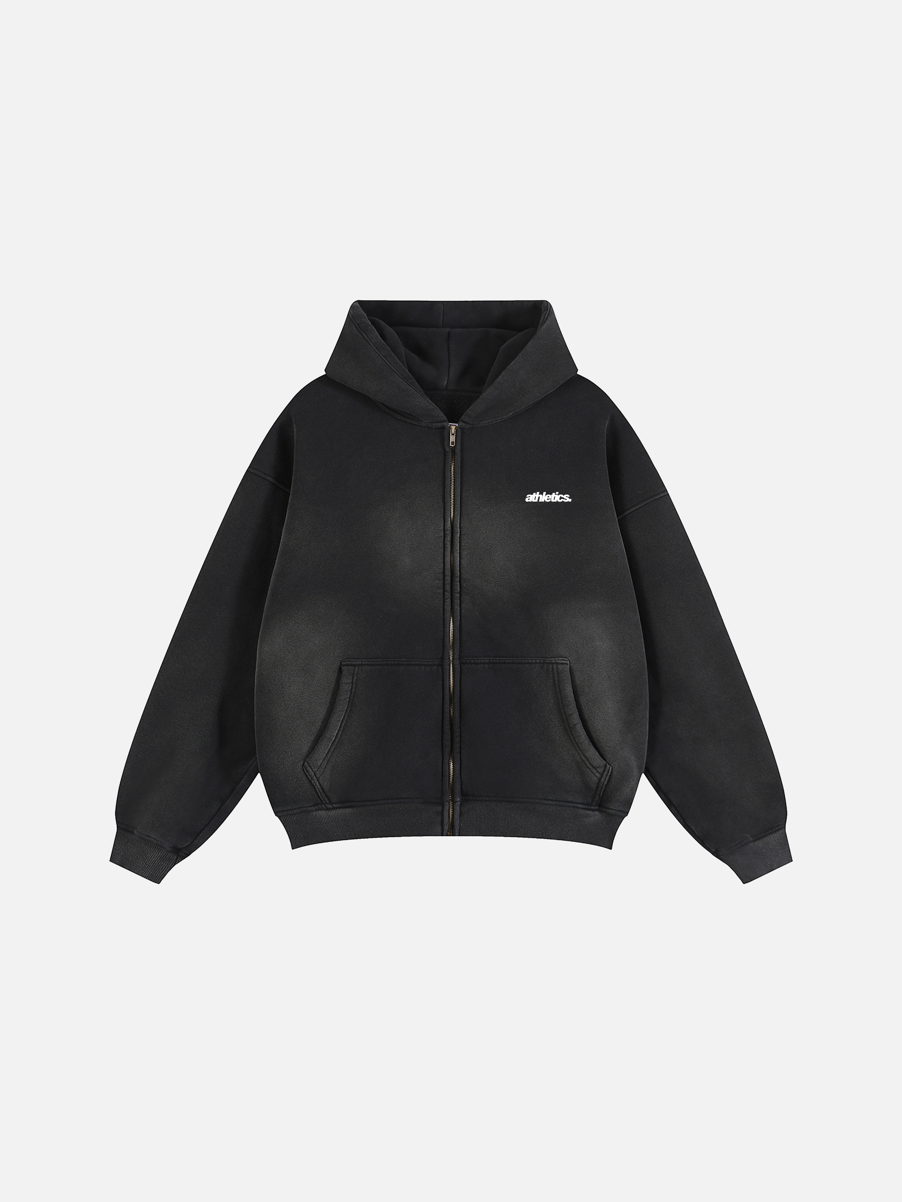 athletics washed zip oversized hoodie