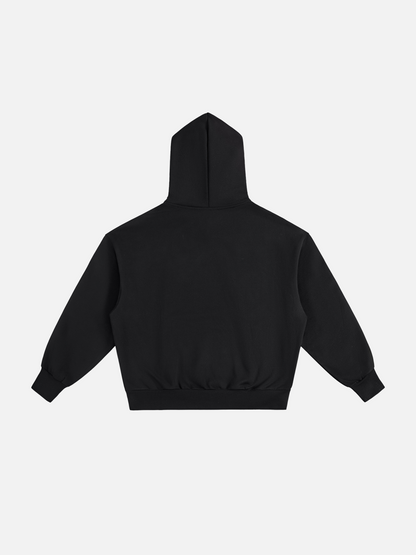 Logo Heavyweight Hoodie - Black back flat lay