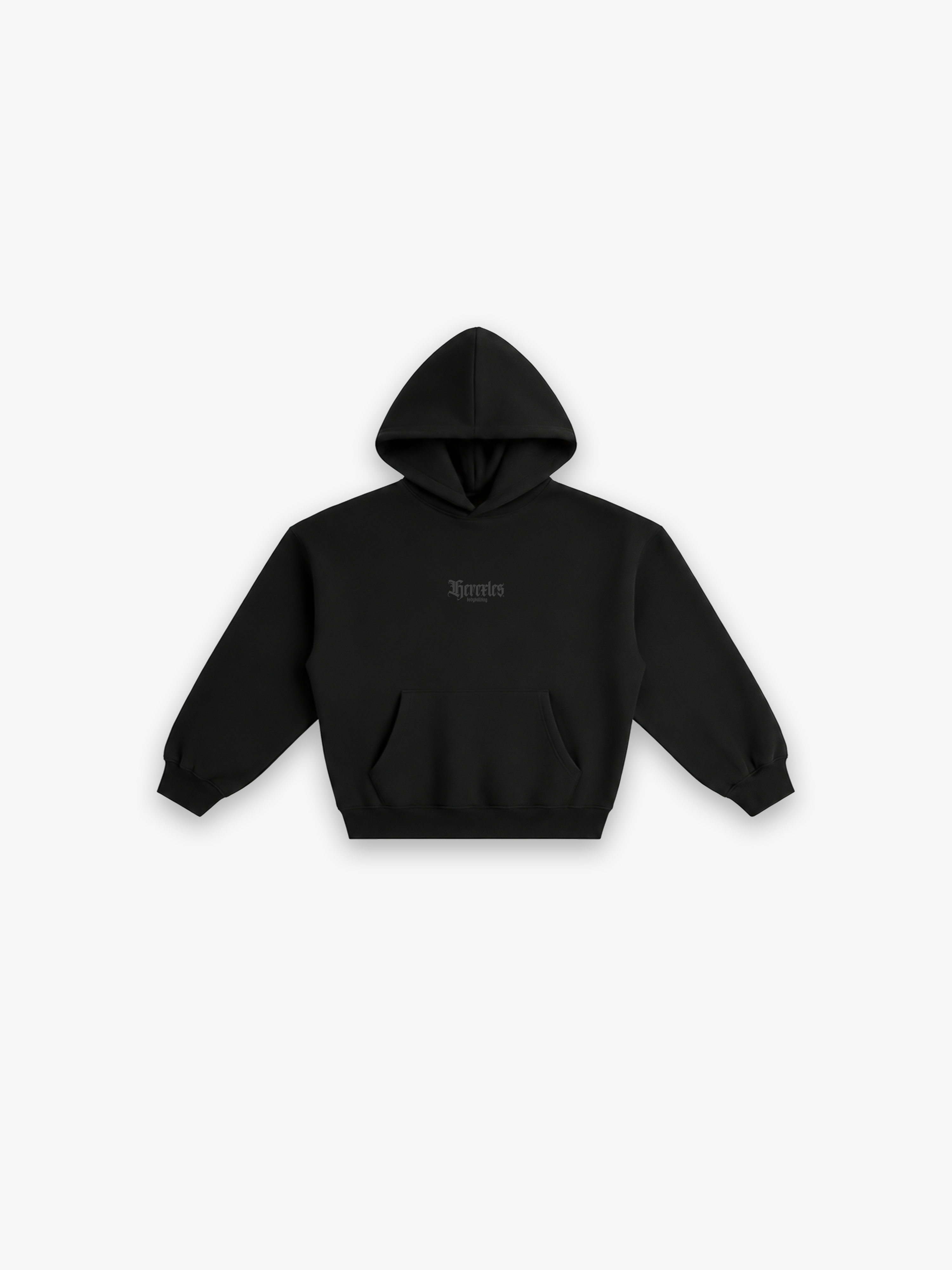 Bodybuilding Boxy Hoodie - Black flat lay front