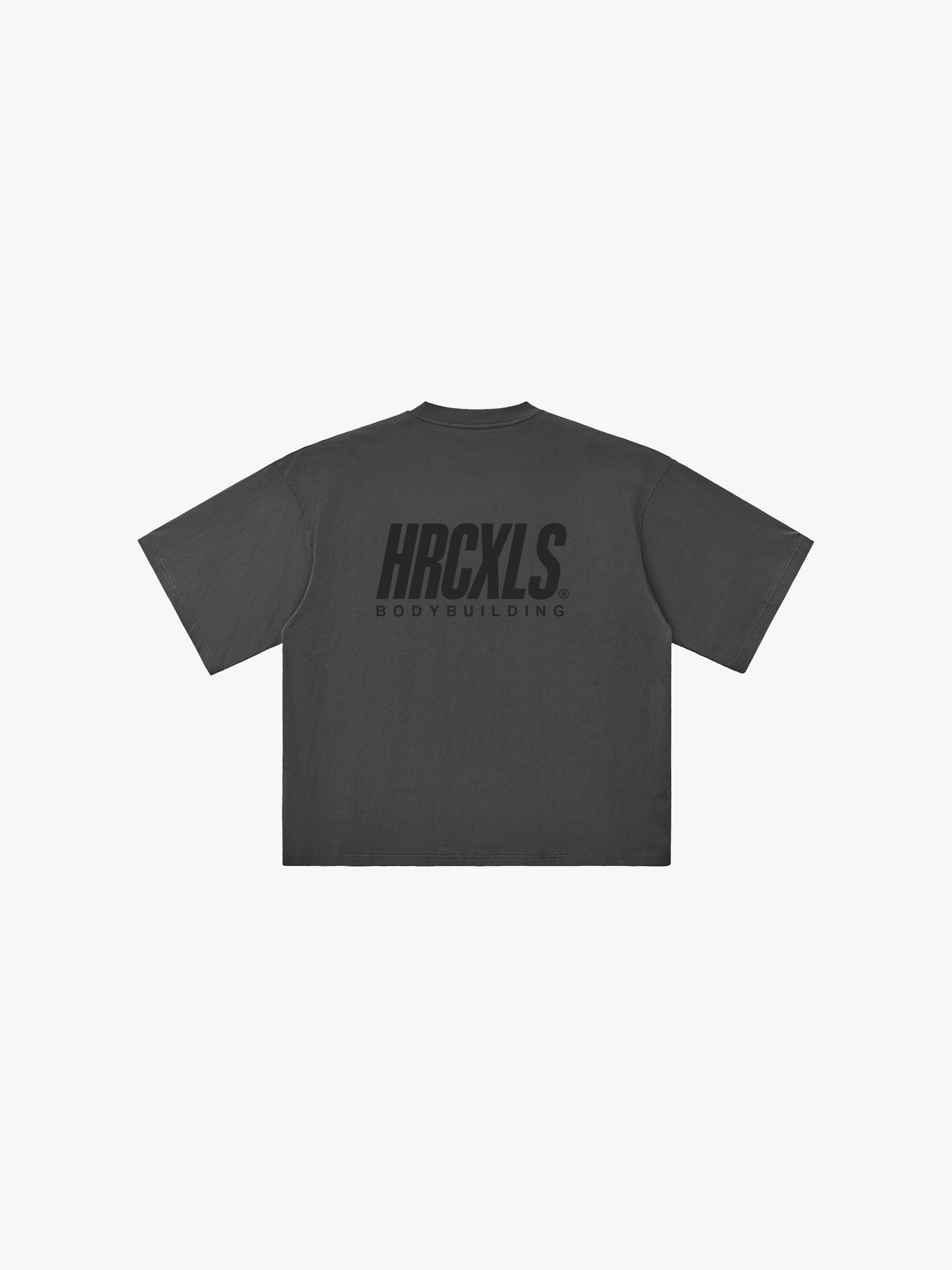 HERCXLES 2026: HRCXLS Bodybuilding Giant T-Shirt - Dark Grey back flat lay