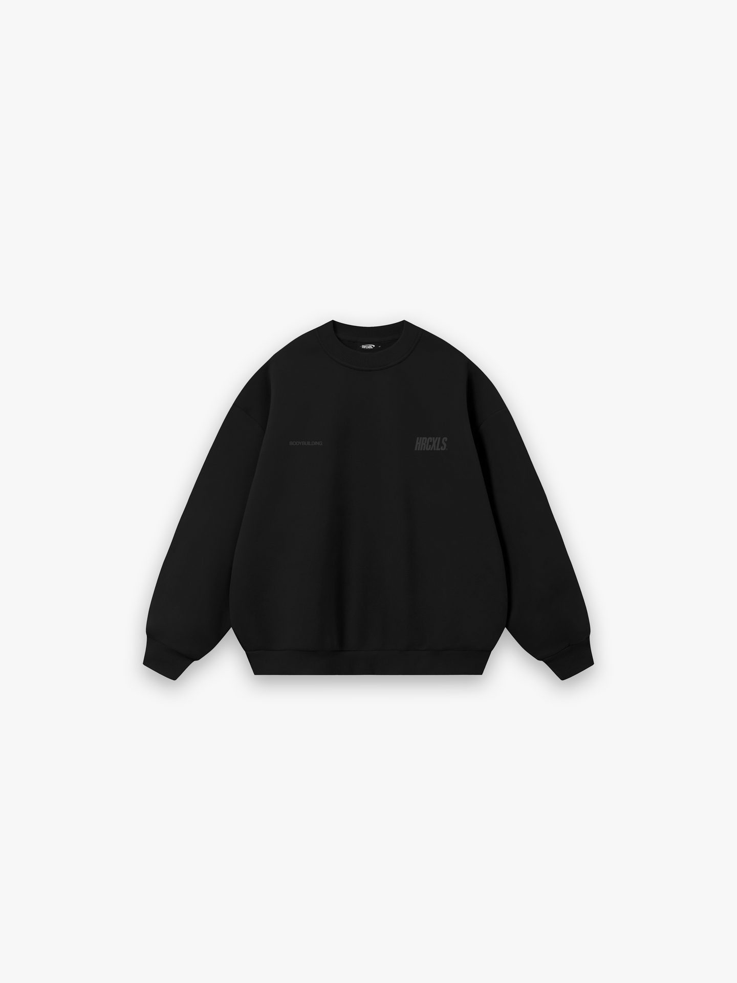 HERCXLES 2026: Bodybuilding Oversized Sweatshirt - Black front flat lay