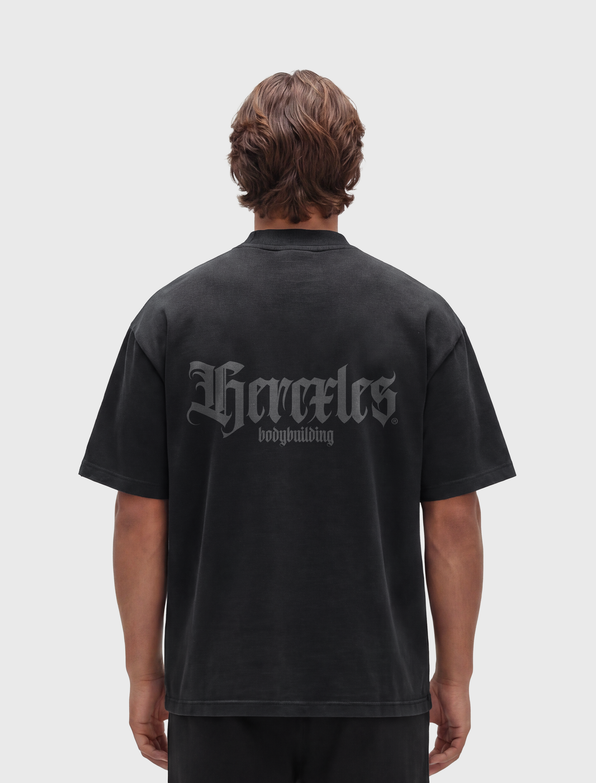 HERCXLES Bodybuilding Heavyweight T-shirt - Black model back
