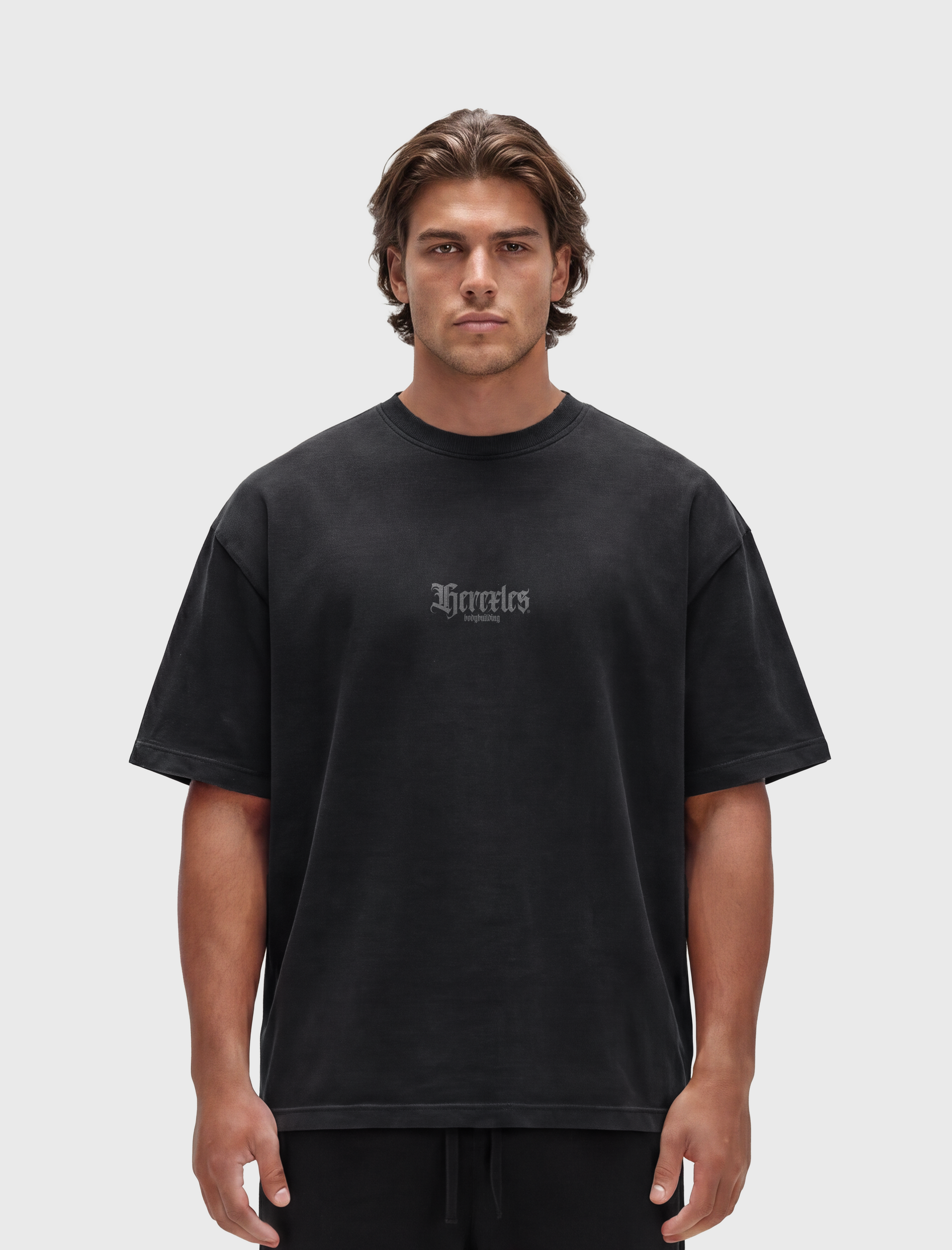 HERCXLES Bodybuilding Heavyweight T-shirt - Black model front
