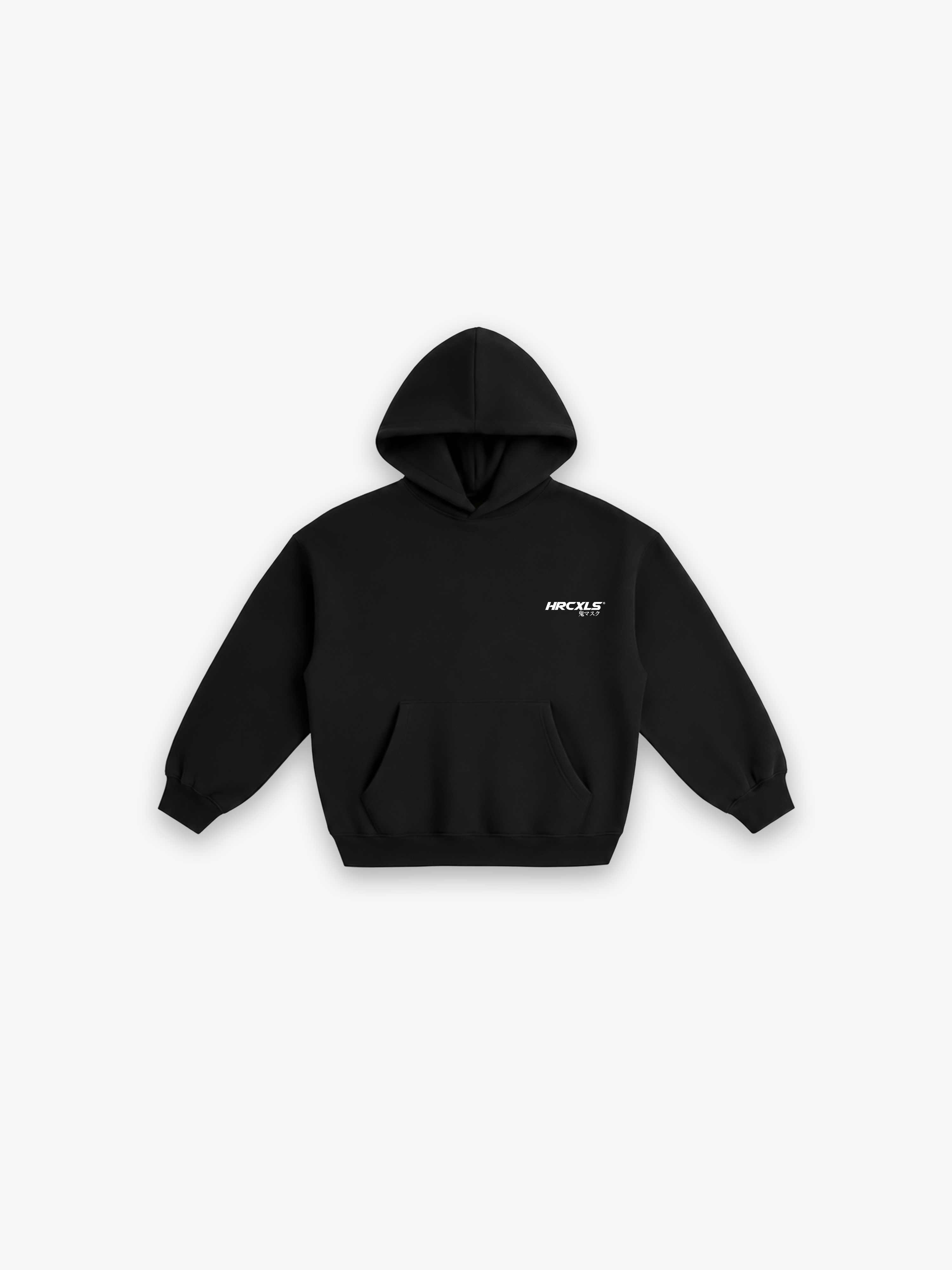 HERCXLES Fallen Angel Oversized Hoodie - Black front flat lay