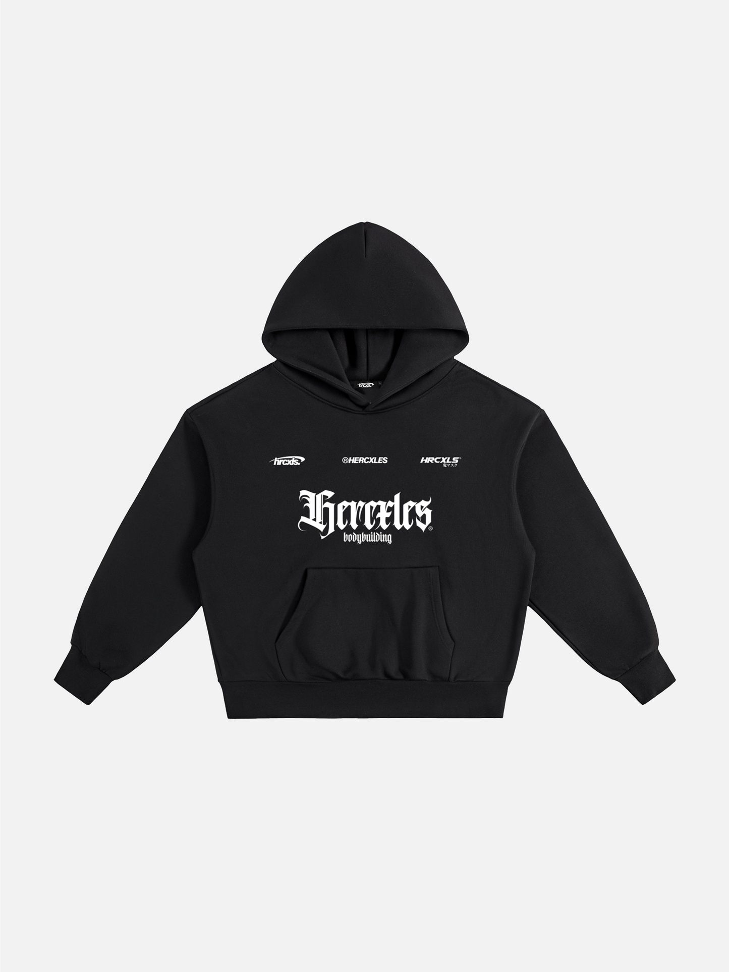 Logo Heavyweight Hoodie - Black front flat lay