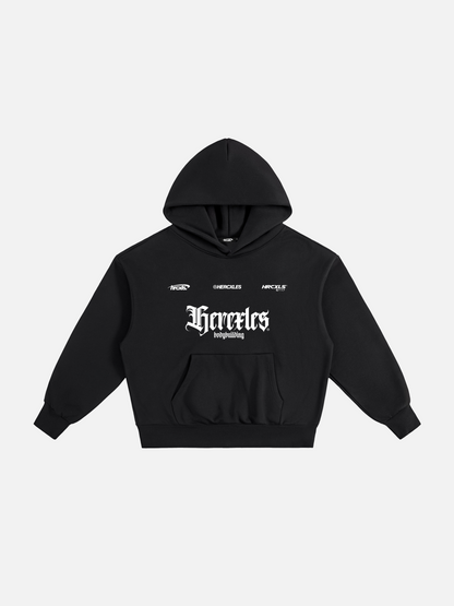 Logo Heavyweight Hoodie - Black front flat lay