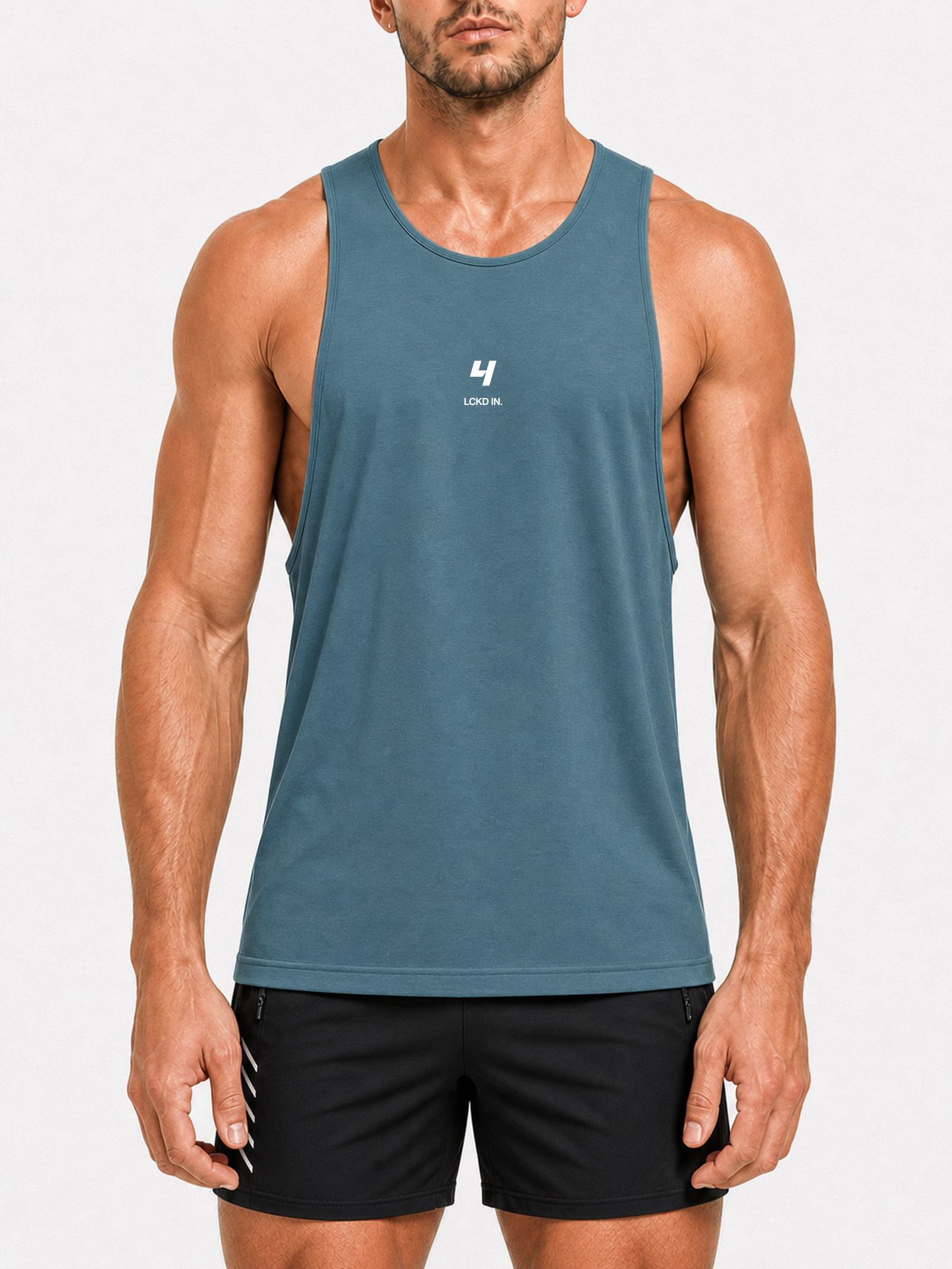 HCX feature detail: LCKD IN Cut Off - Blue racerback model