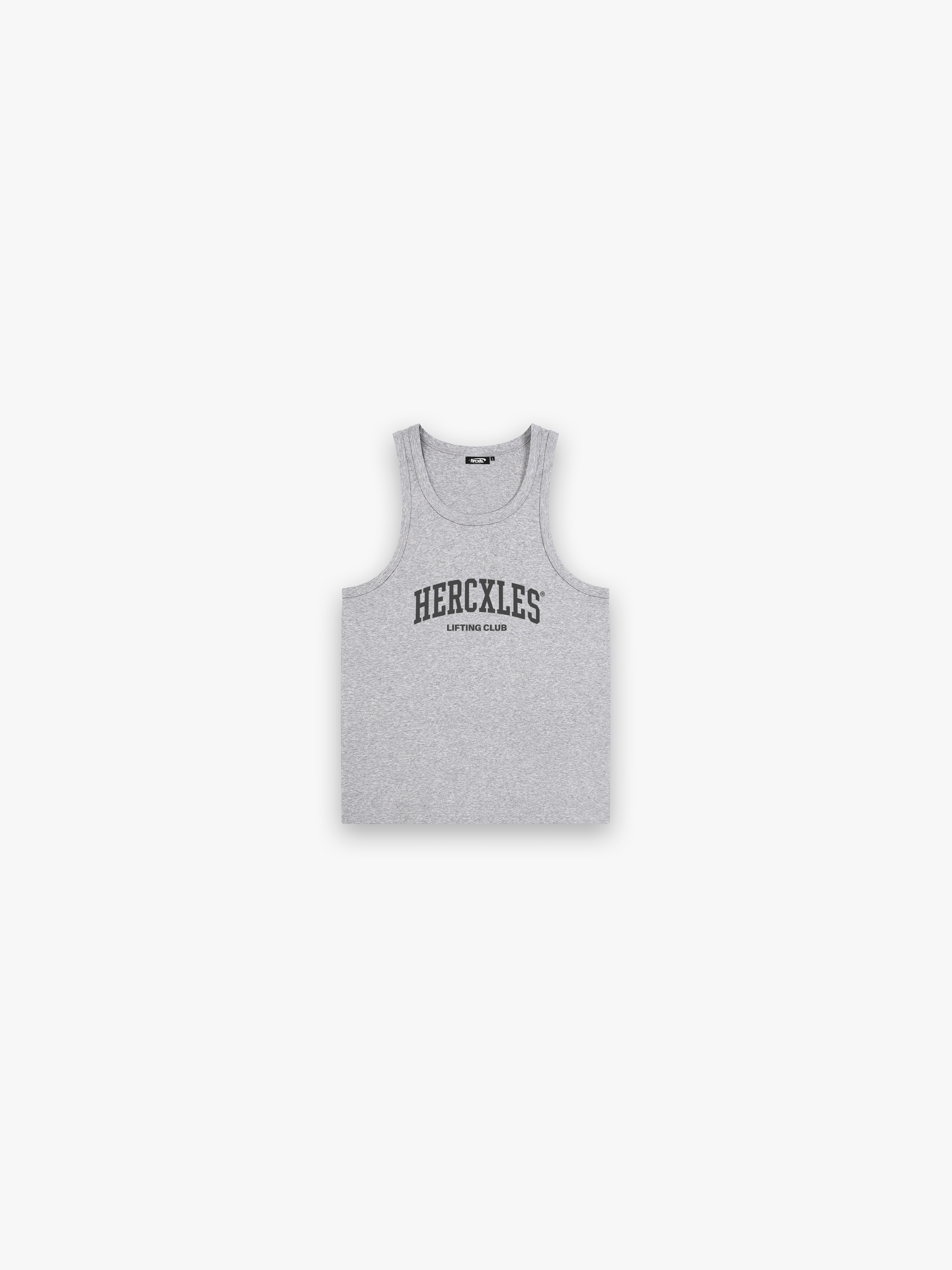 HERCXLES Lifting Club Performance Tank Top - Grey tank front flatlay