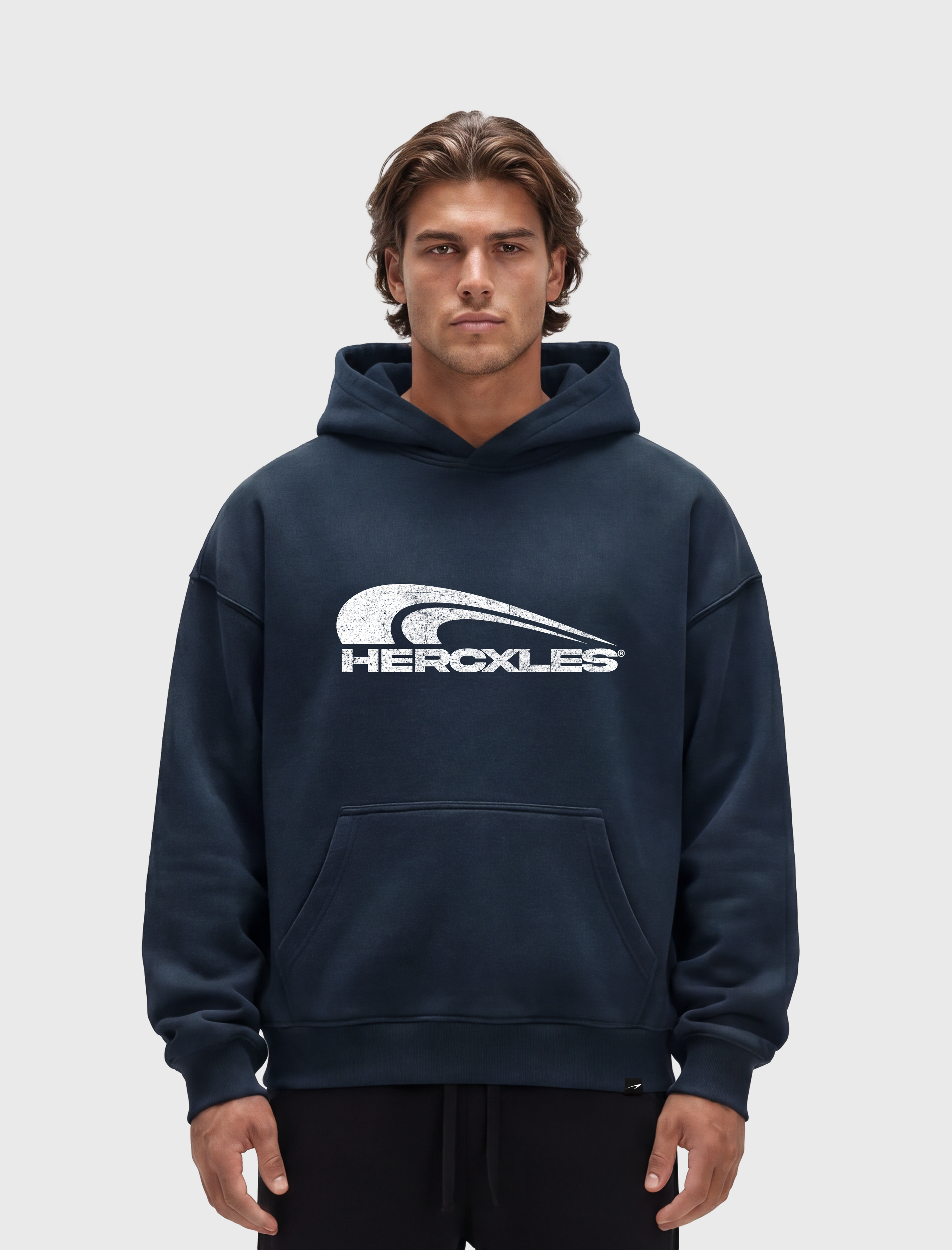 HERCXLES Rush Hoodie - Navy Blue model front