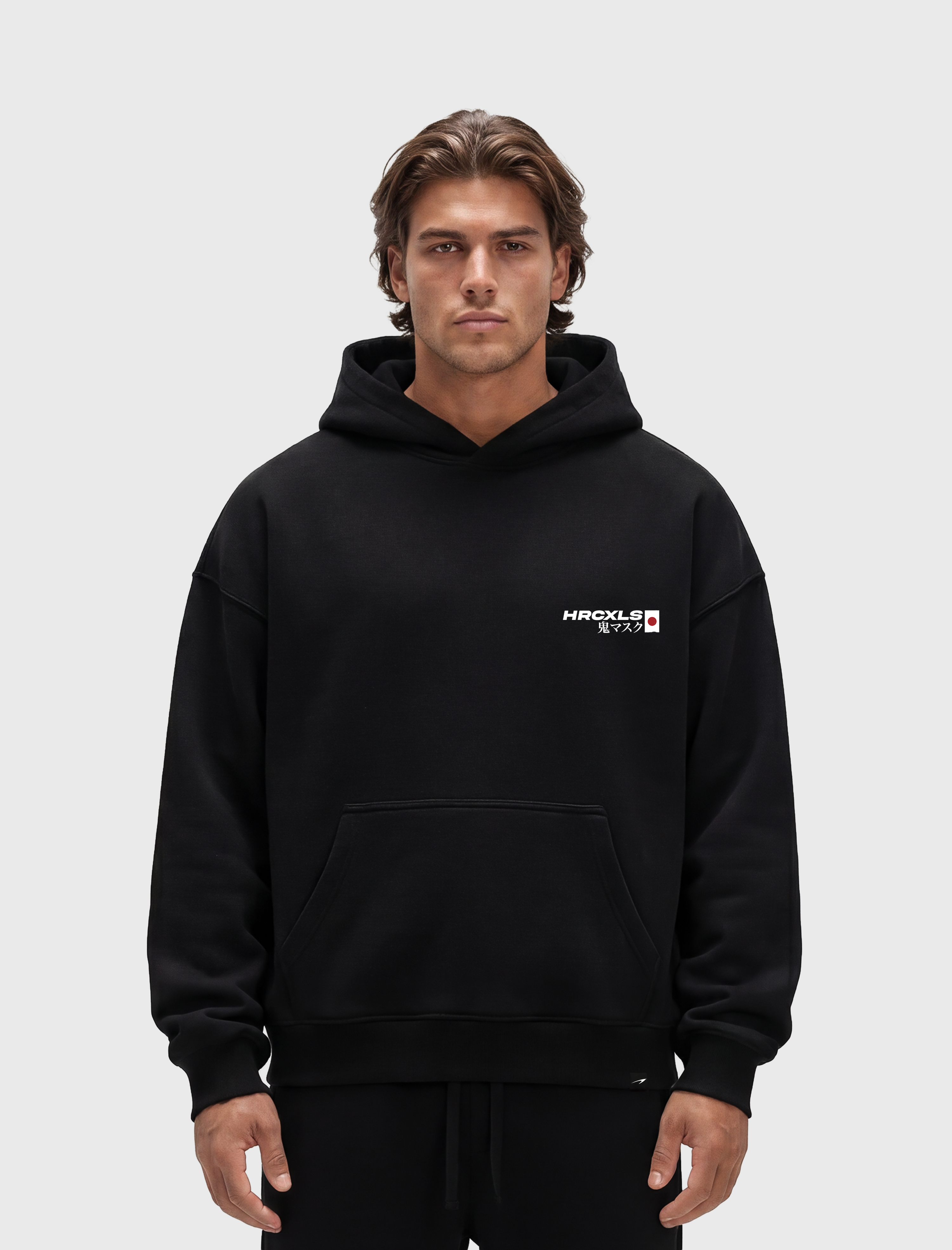 HERCXLES 2026: Oni Hoodie - Black model front
