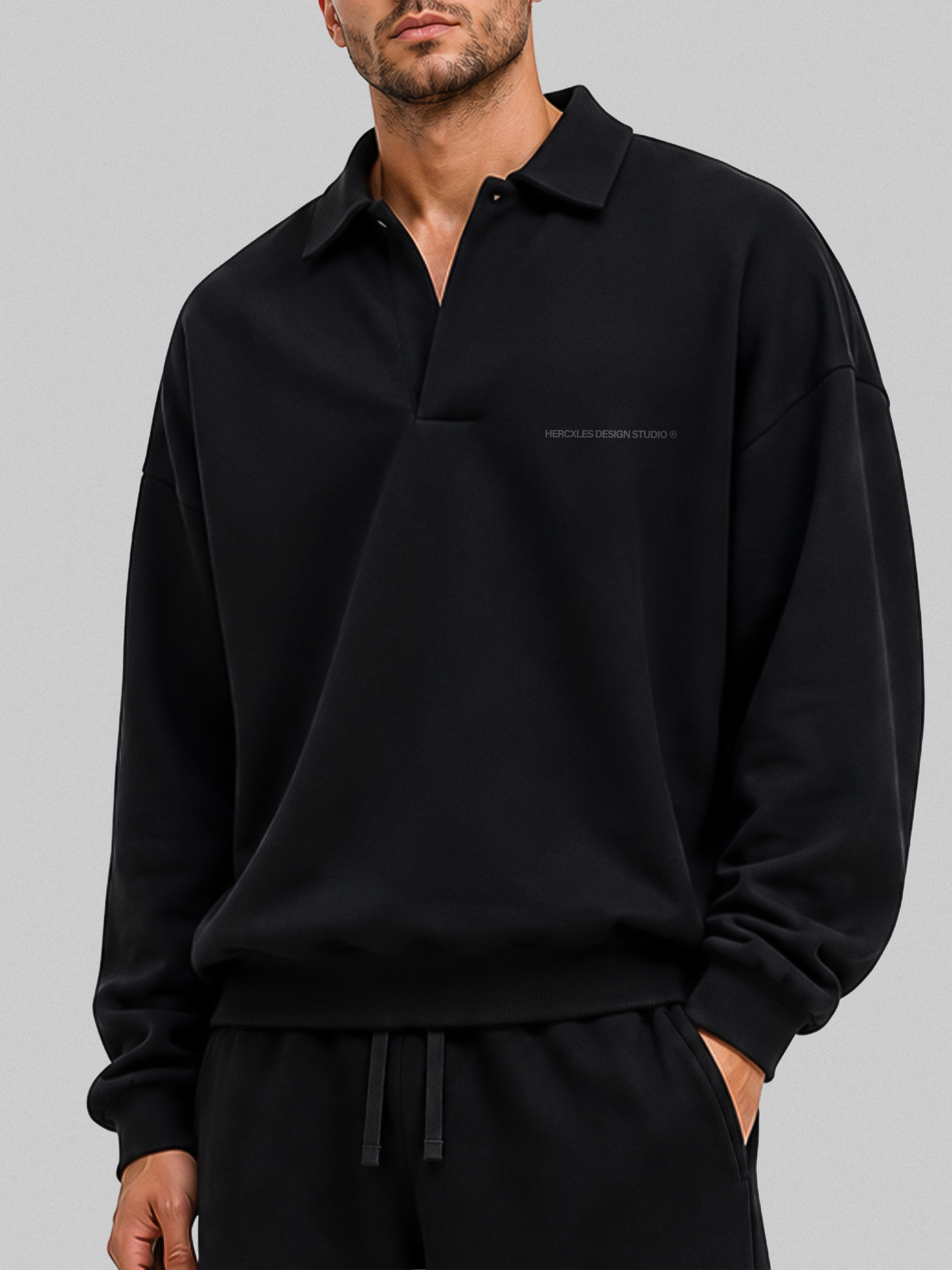 HERCXLES 2026: Studios Polo Sweater - Black model