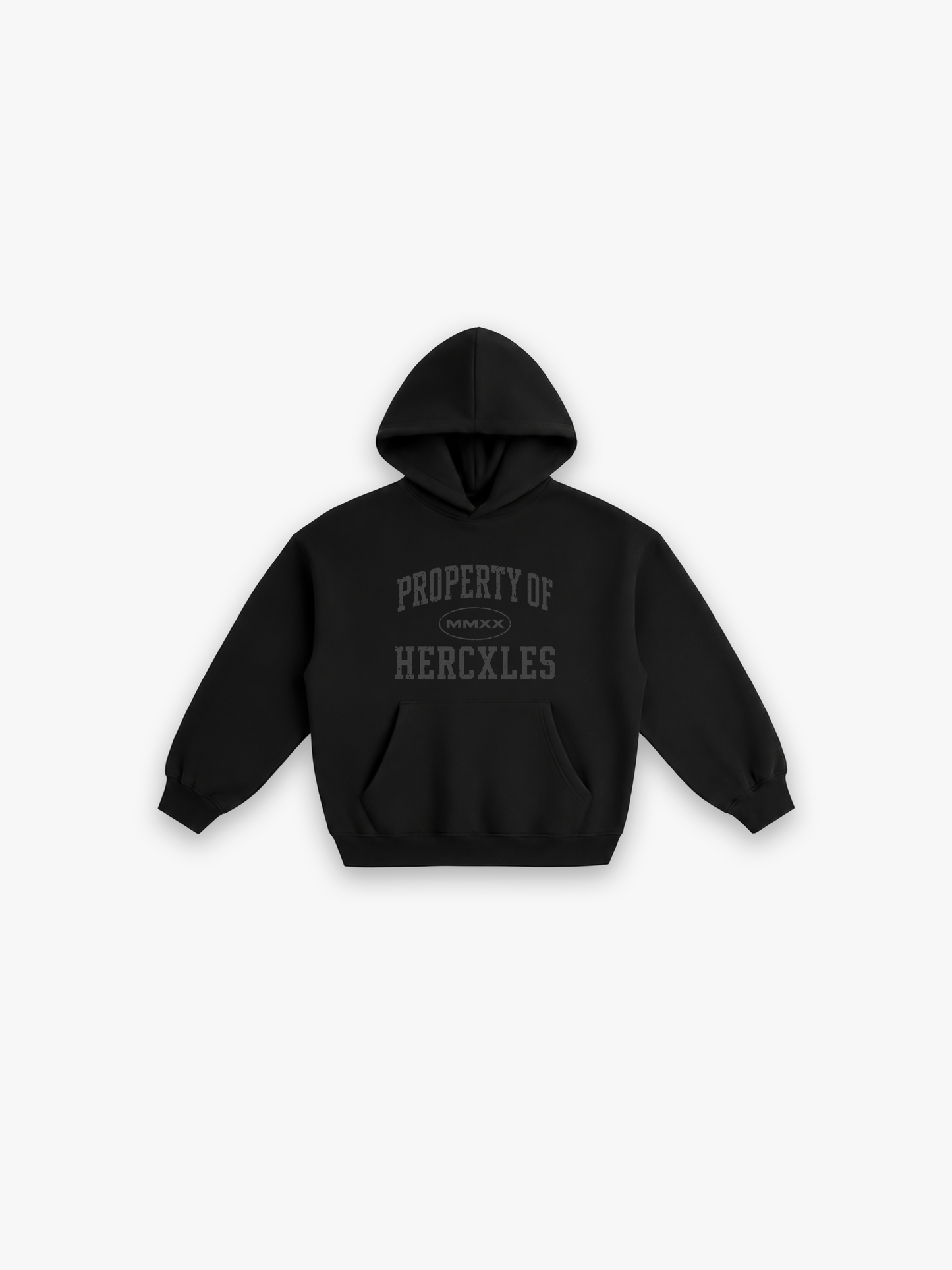 HERCXLES Property Of Oversized Hoodie - Black front flatlay