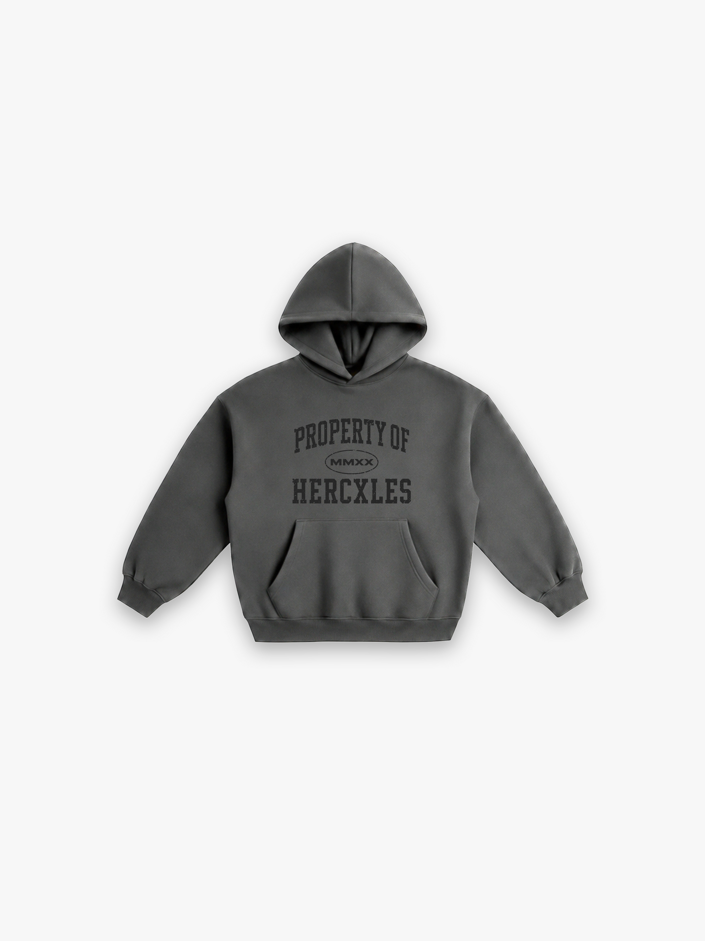 HERCXLES Property Of Oversized Hoodie - Grey front flatlay